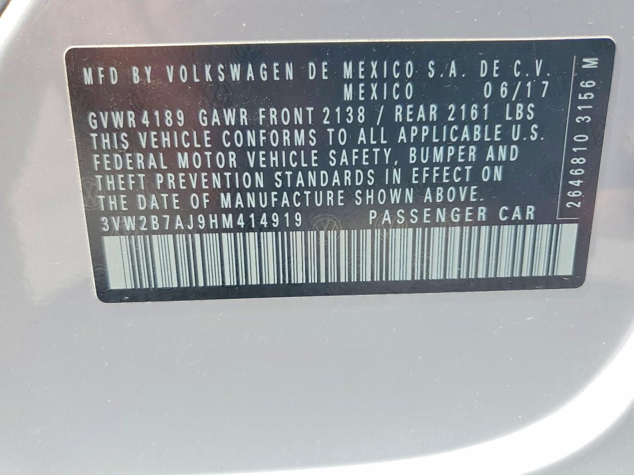 2017 Volkswagen Jetta S Gray vin: 3VW2B7AJ9HM414919