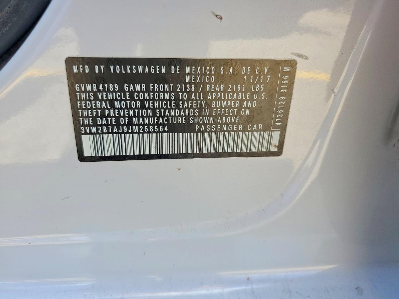 2018 Volkswagen Jetta S Gray vin: 3VW2B7AJ9JM258564