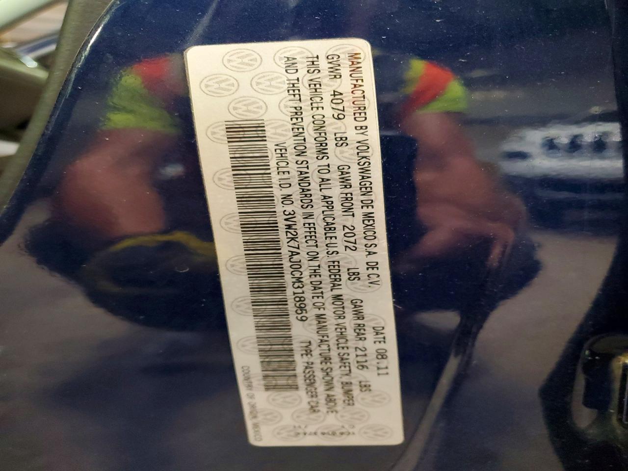 2012 Volkswagen Jetta Base Blue vin: 3VW2K7AJ0CM318959