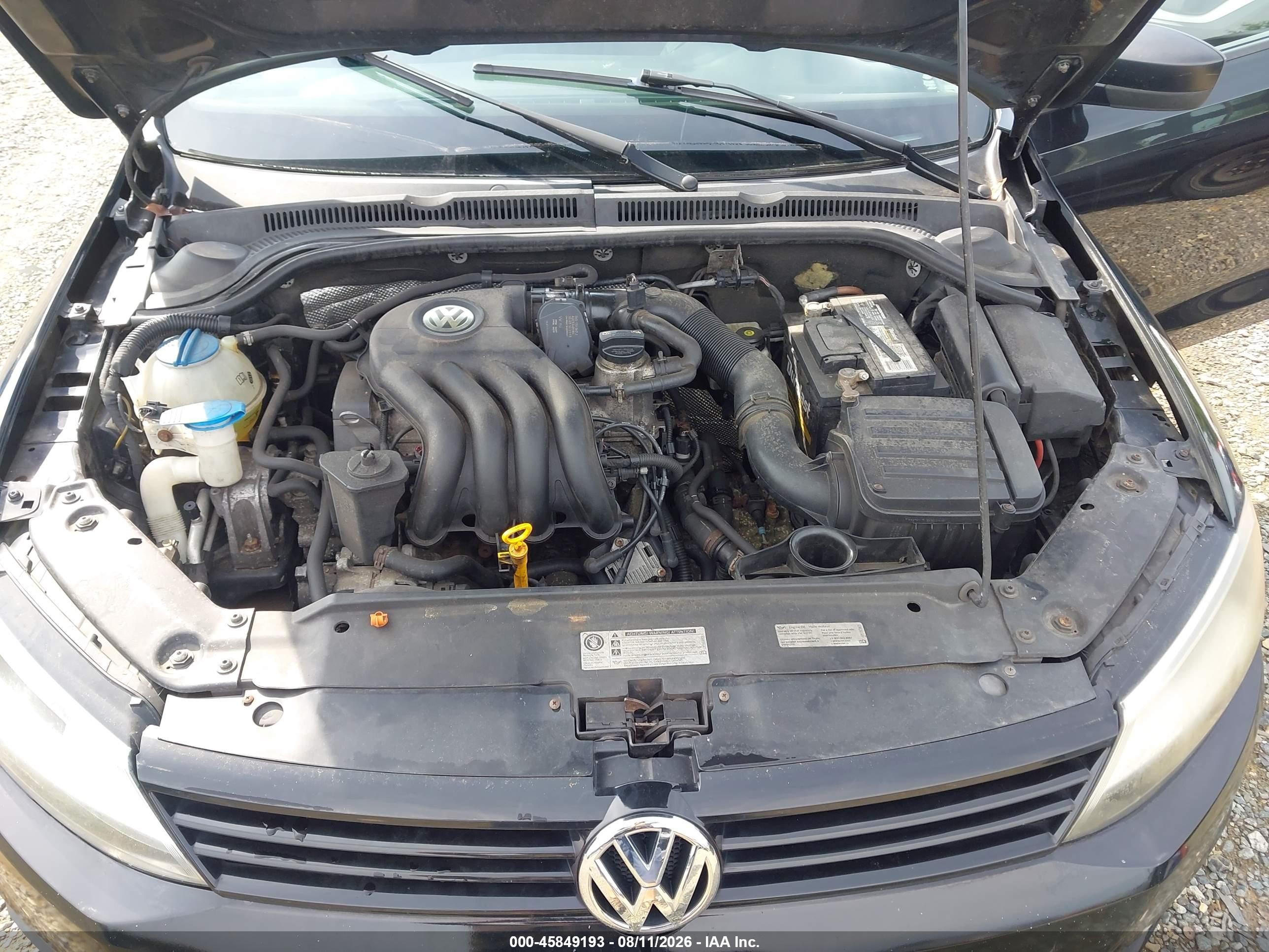 2012 Volkswagen Jetta 2.0l S Черный vin: 3VW2K7AJ0CM468103