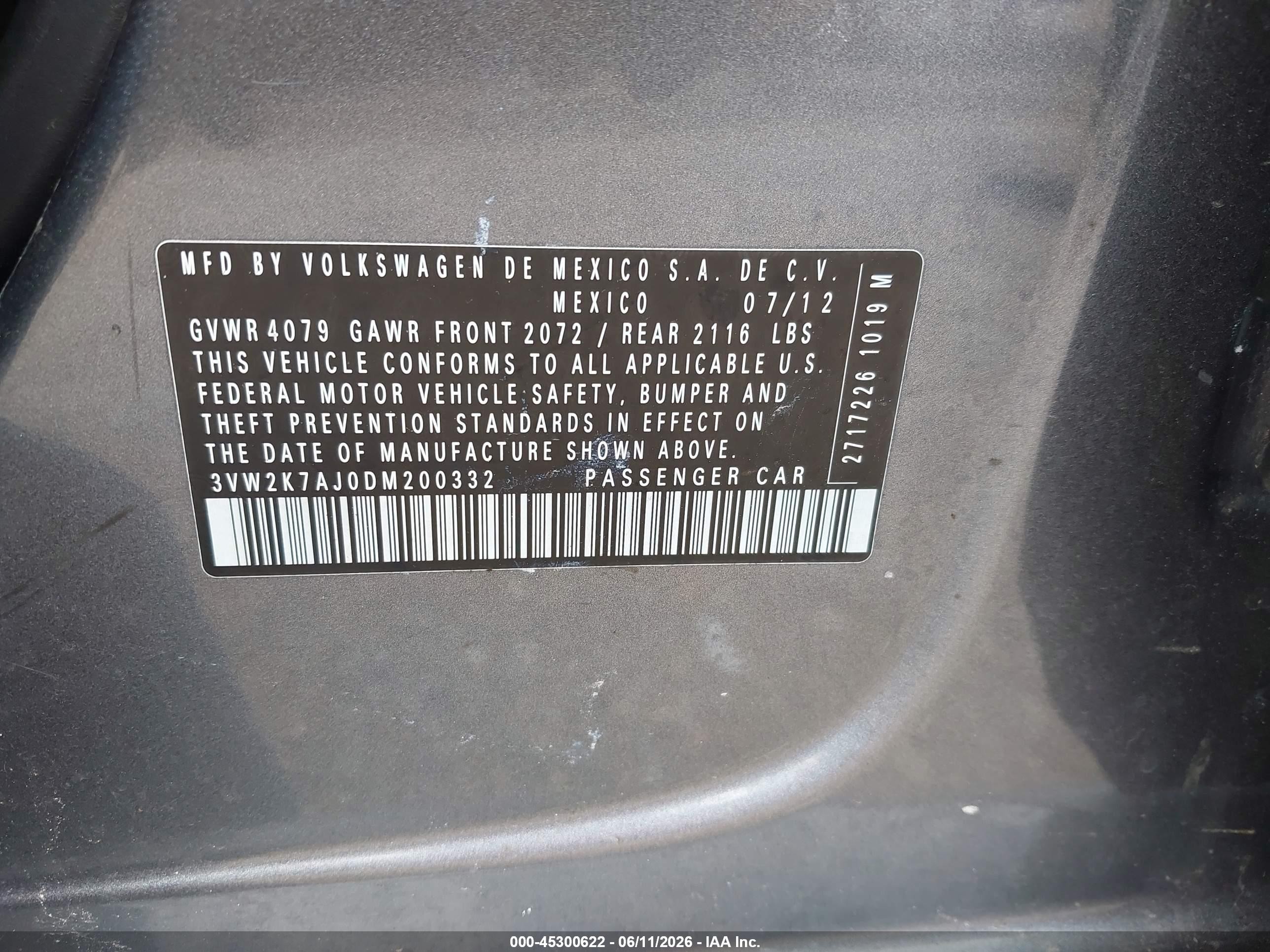 2013 Volkswagen Jetta 2.0l S Silver vin: 3VW2K7AJ0DM200332