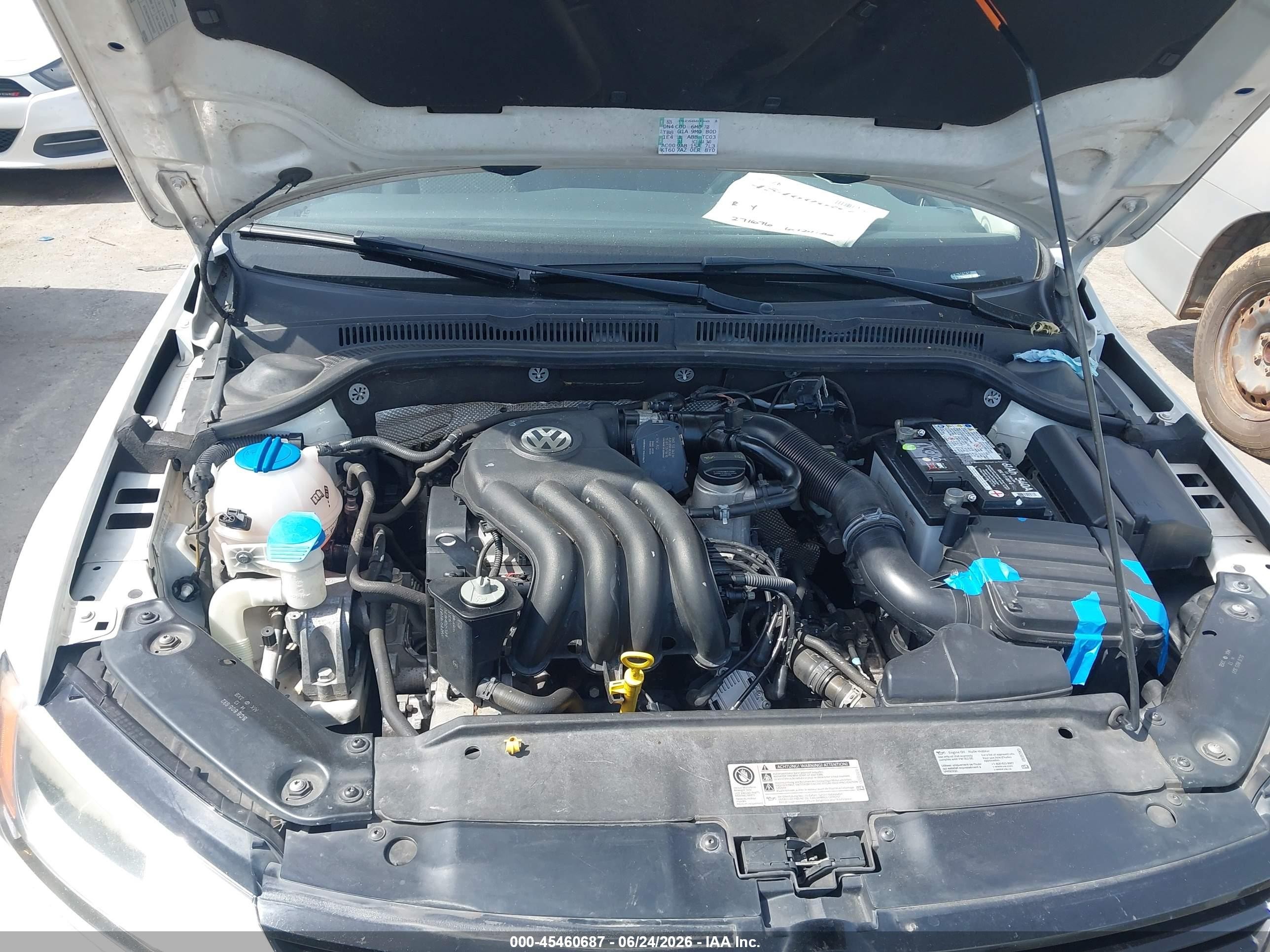 2014 Volkswagen Jetta 2.0l S White vin: 3VW2K7AJ0EM216242