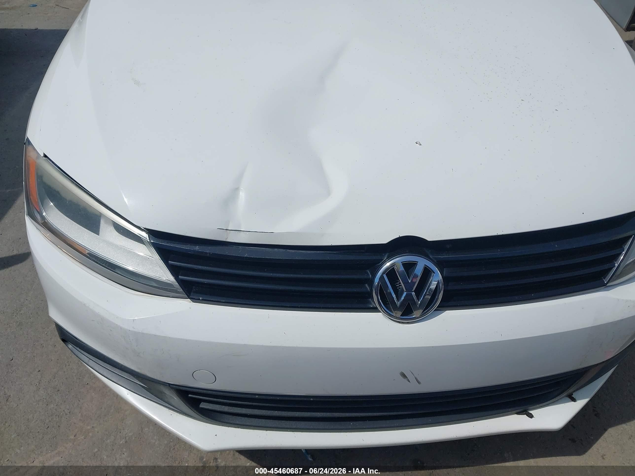 2014 Volkswagen Jetta 2.0l S White vin: 3VW2K7AJ0EM216242