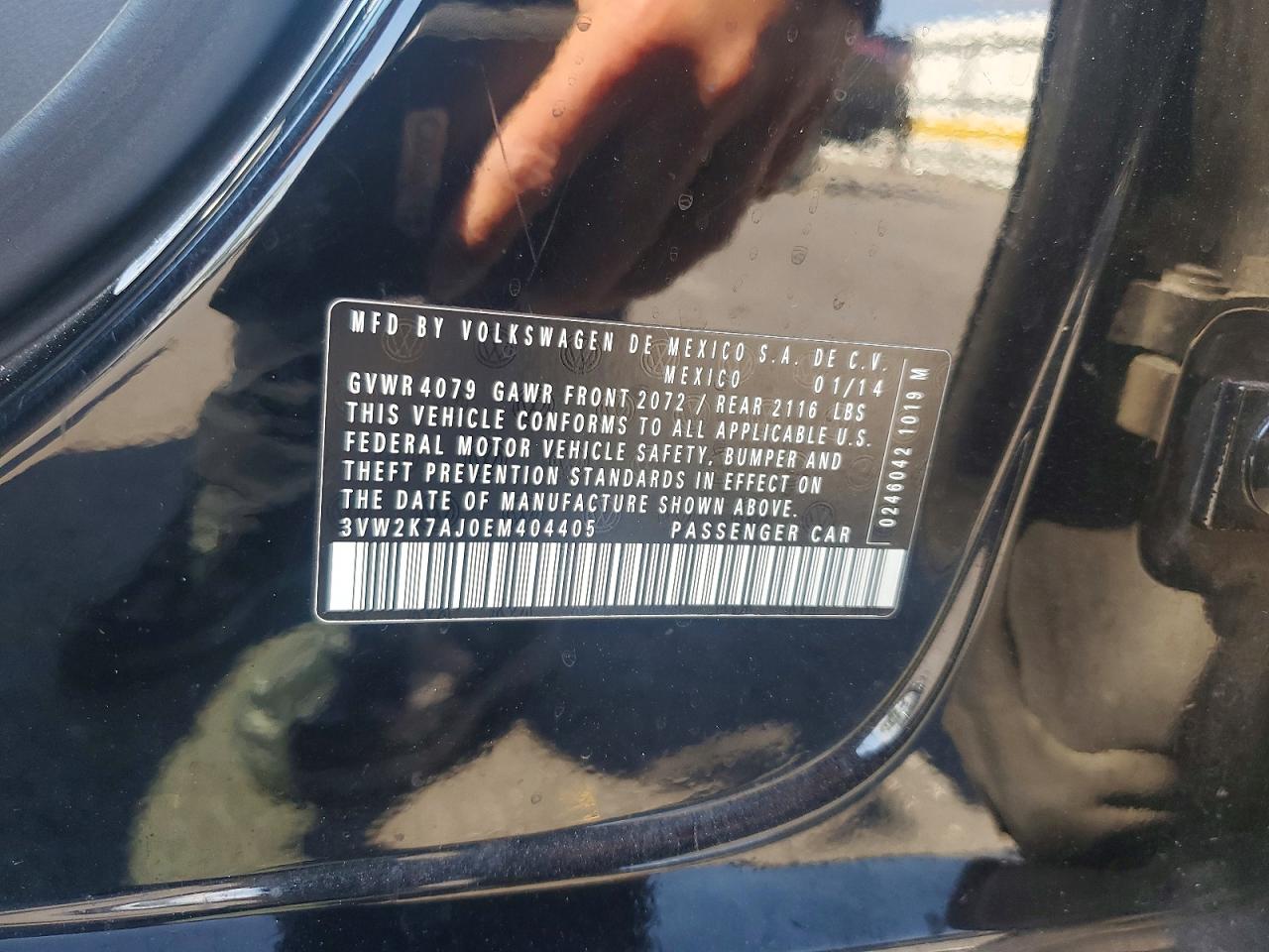 2014 Volkswagen Jetta Base Black vin: 3VW2K7AJ0EM404405