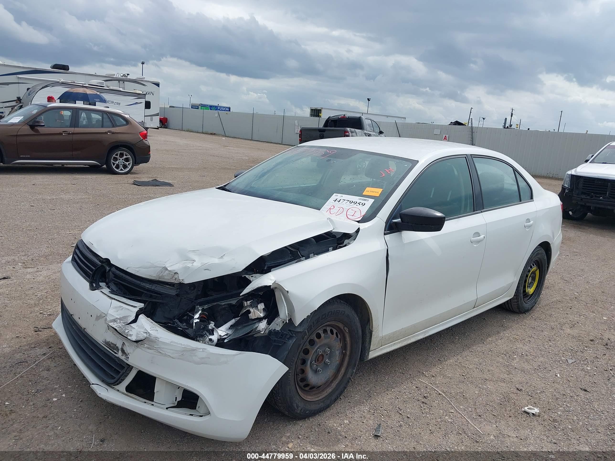 2014 Volkswagen Jetta 2.0l S White vin: 3VW2K7AJ0EM436559