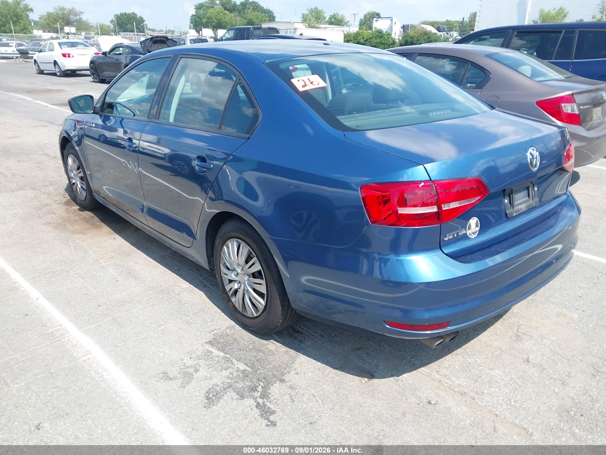 2015 Volkswagen Jetta 2.0l S Blue vin: 3VW2K7AJ0FM315533