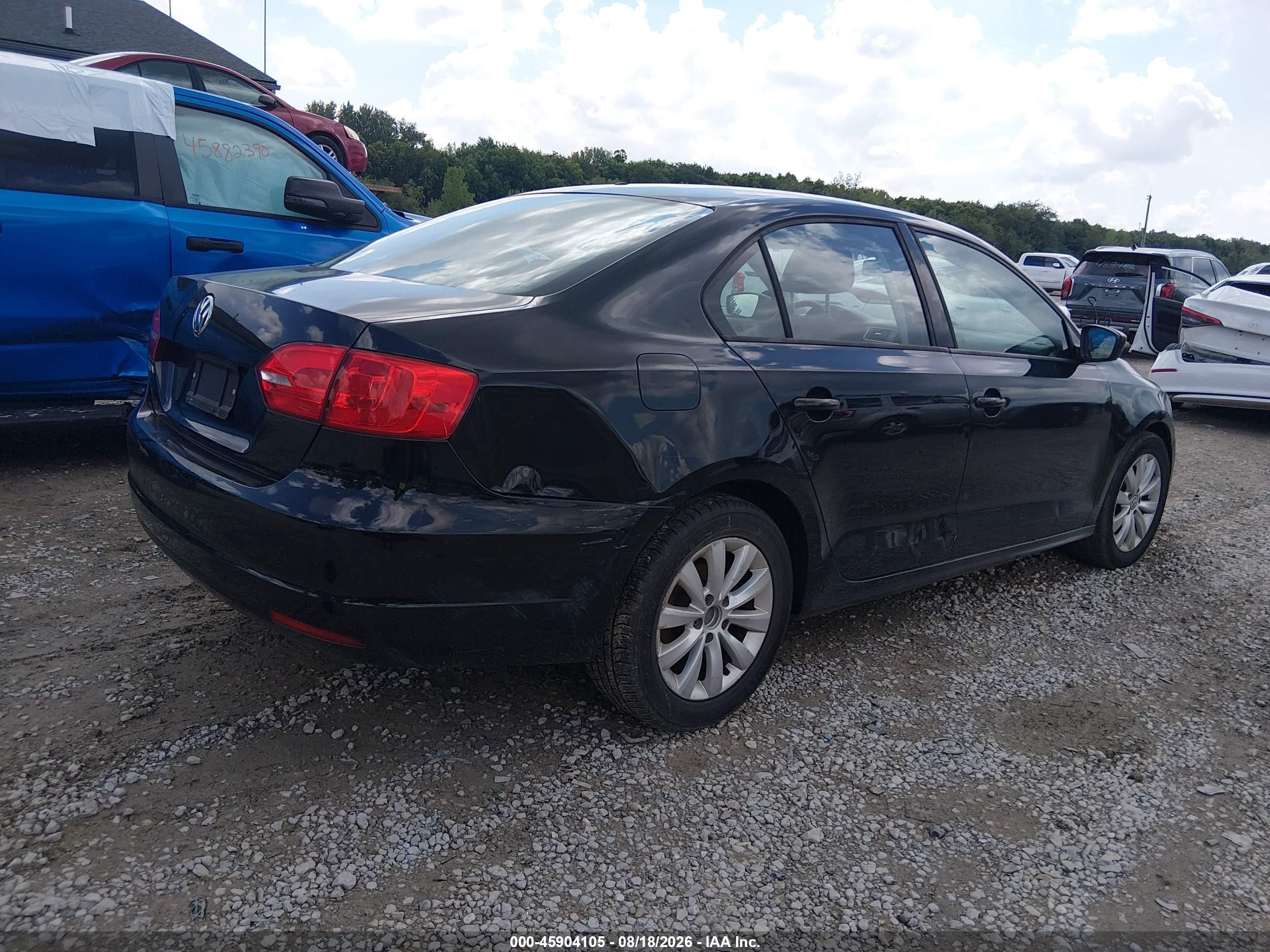 2012 Volkswagen Jetta 2.0l S Black vin: 3VW2K7AJ1CM382329