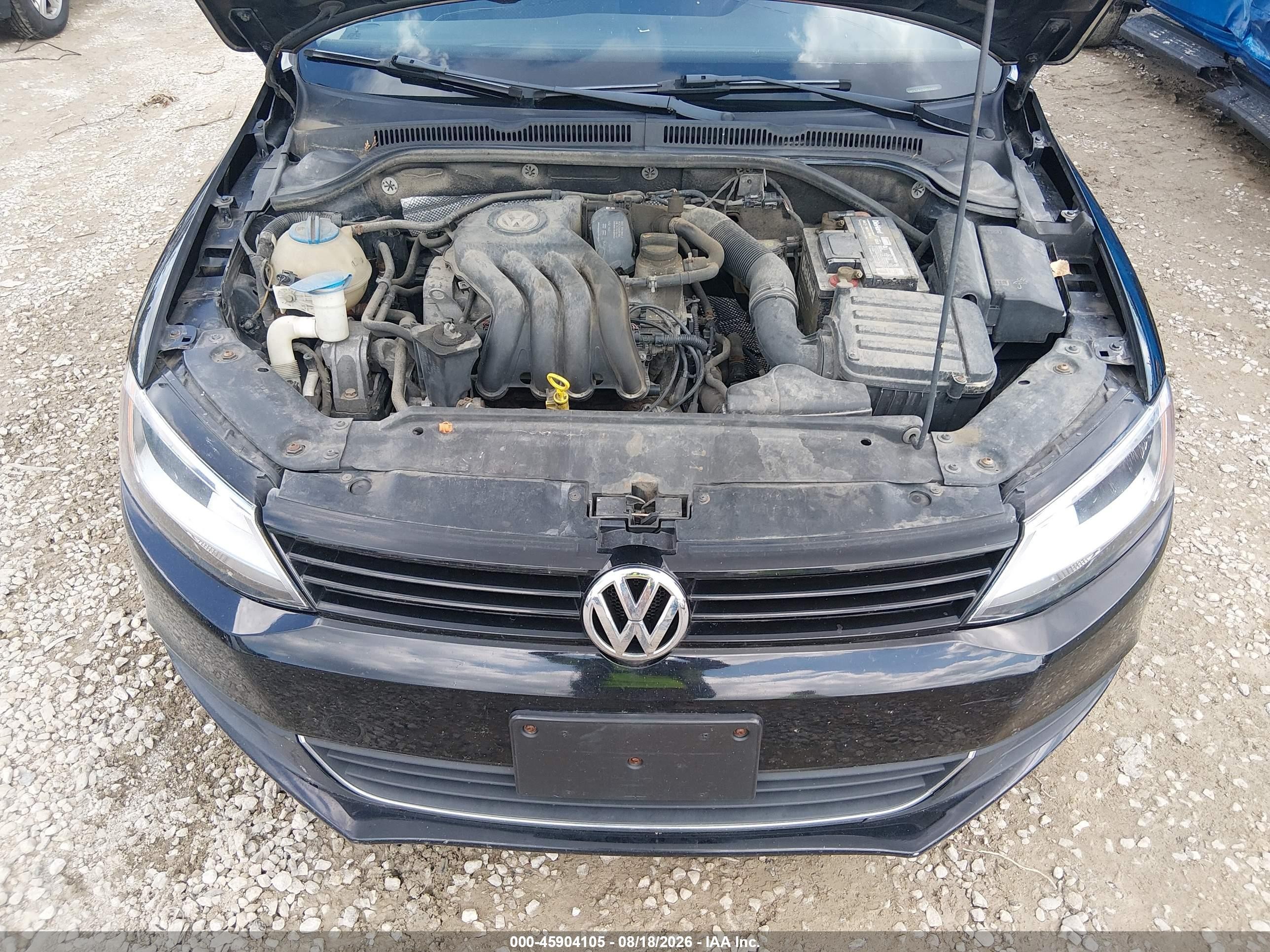 2012 Volkswagen Jetta 2.0l S Black vin: 3VW2K7AJ1CM382329