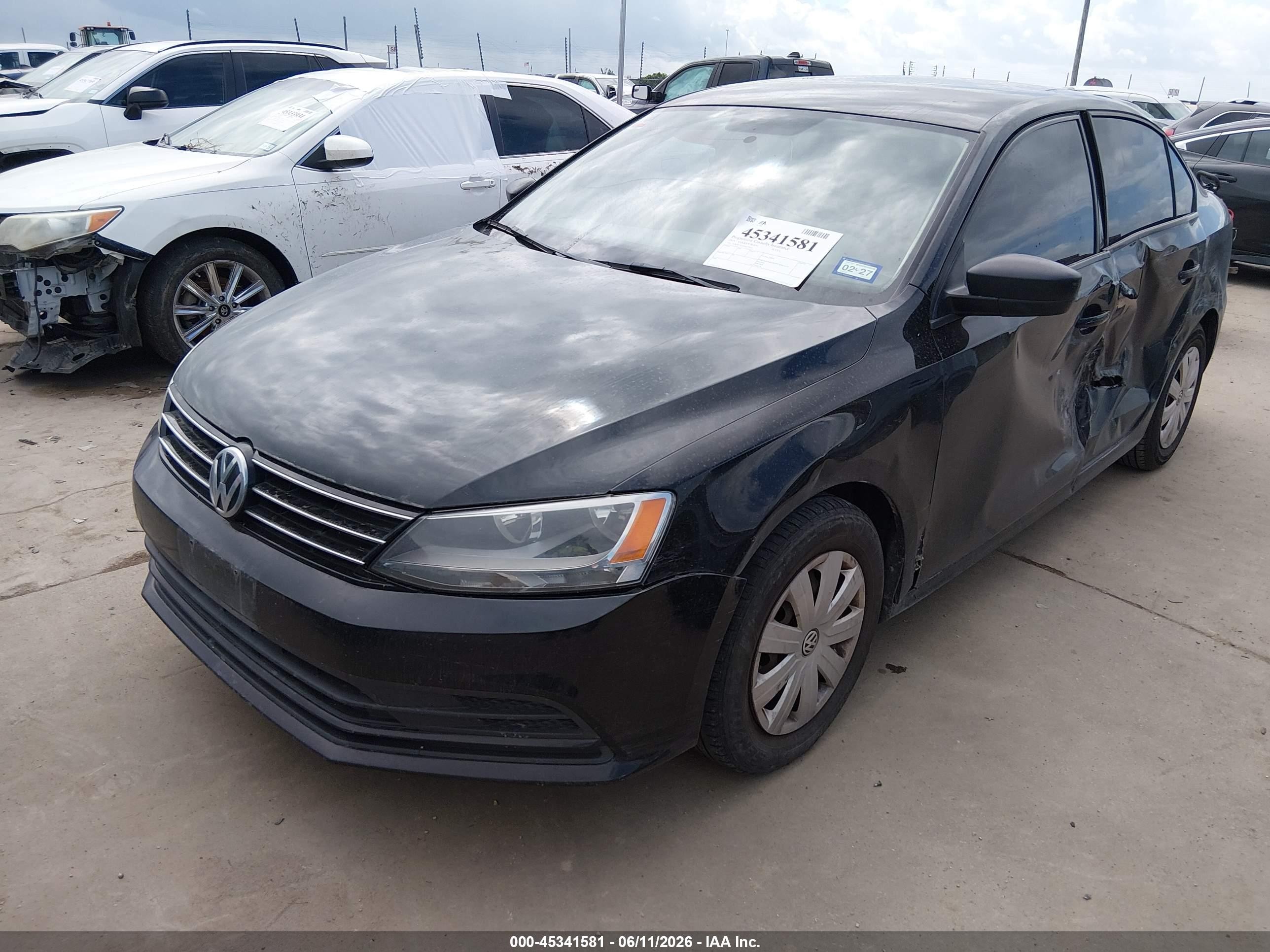 2015 Volkswagen Jetta 2.0l S Black vin: 3VW2K7AJ1FM277021
