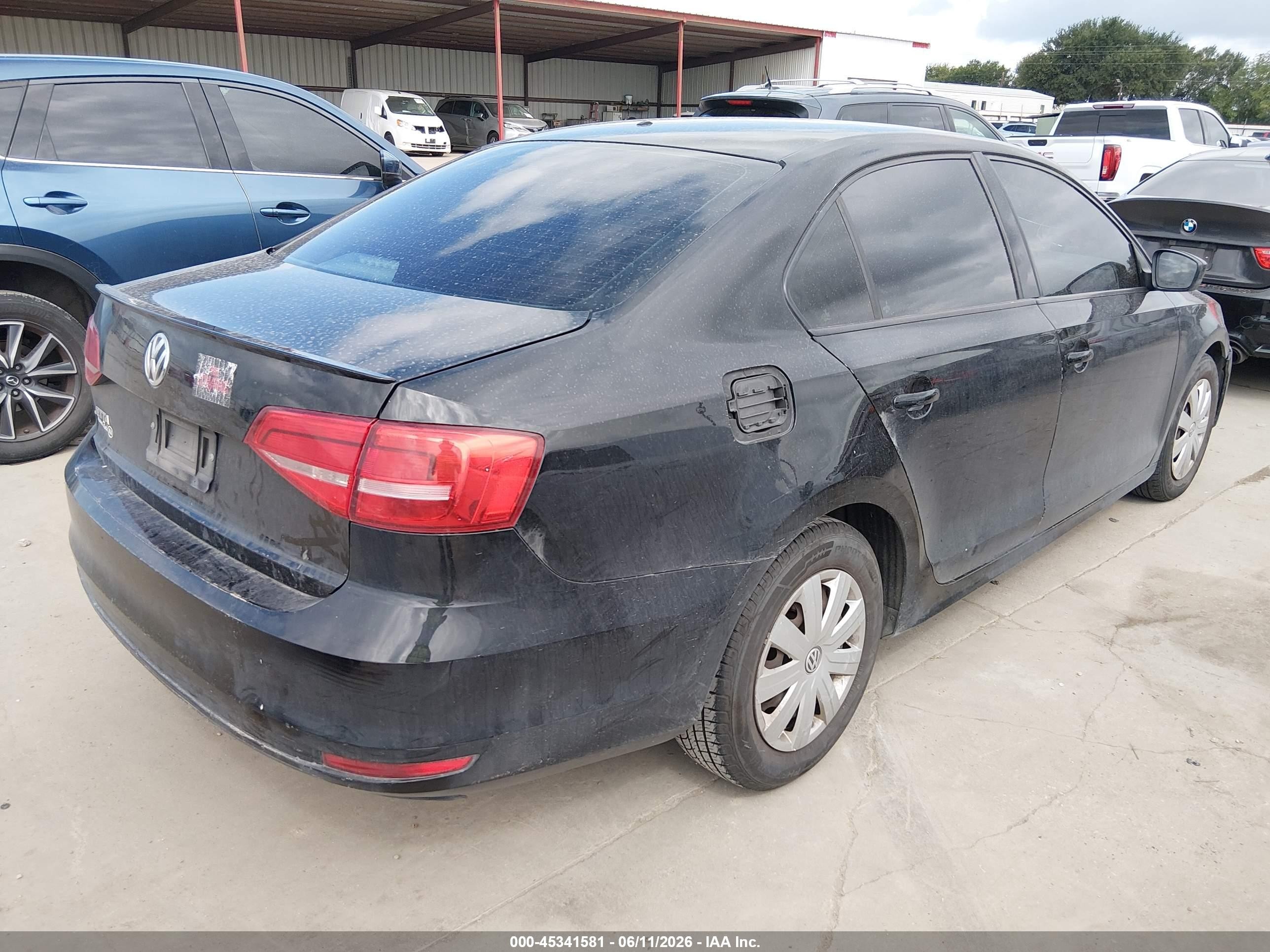 2015 Volkswagen Jetta 2.0l S Black vin: 3VW2K7AJ1FM277021