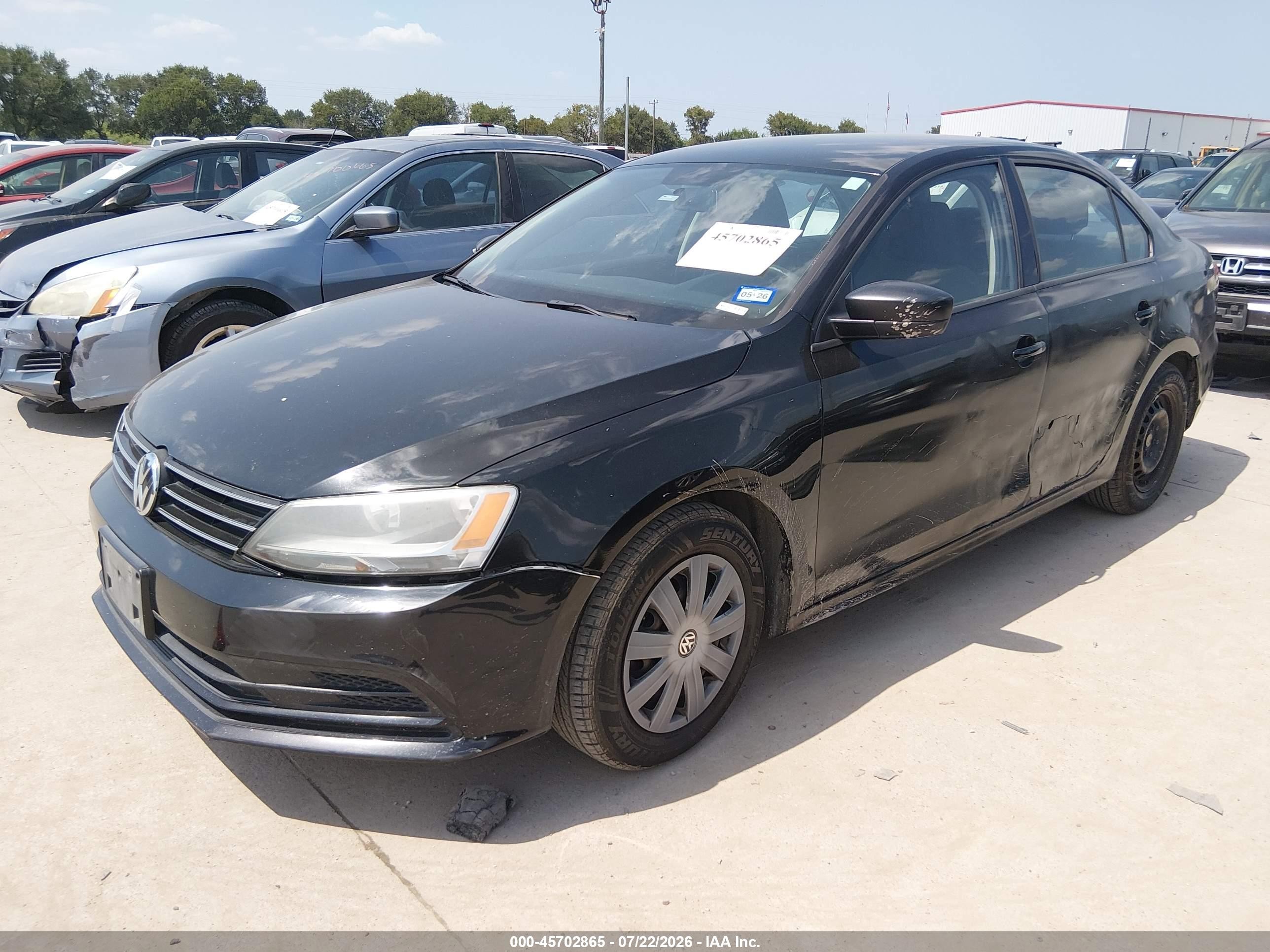 2015 Volkswagen Jetta 2.0l S Black vin: 3VW2K7AJ1FM297365