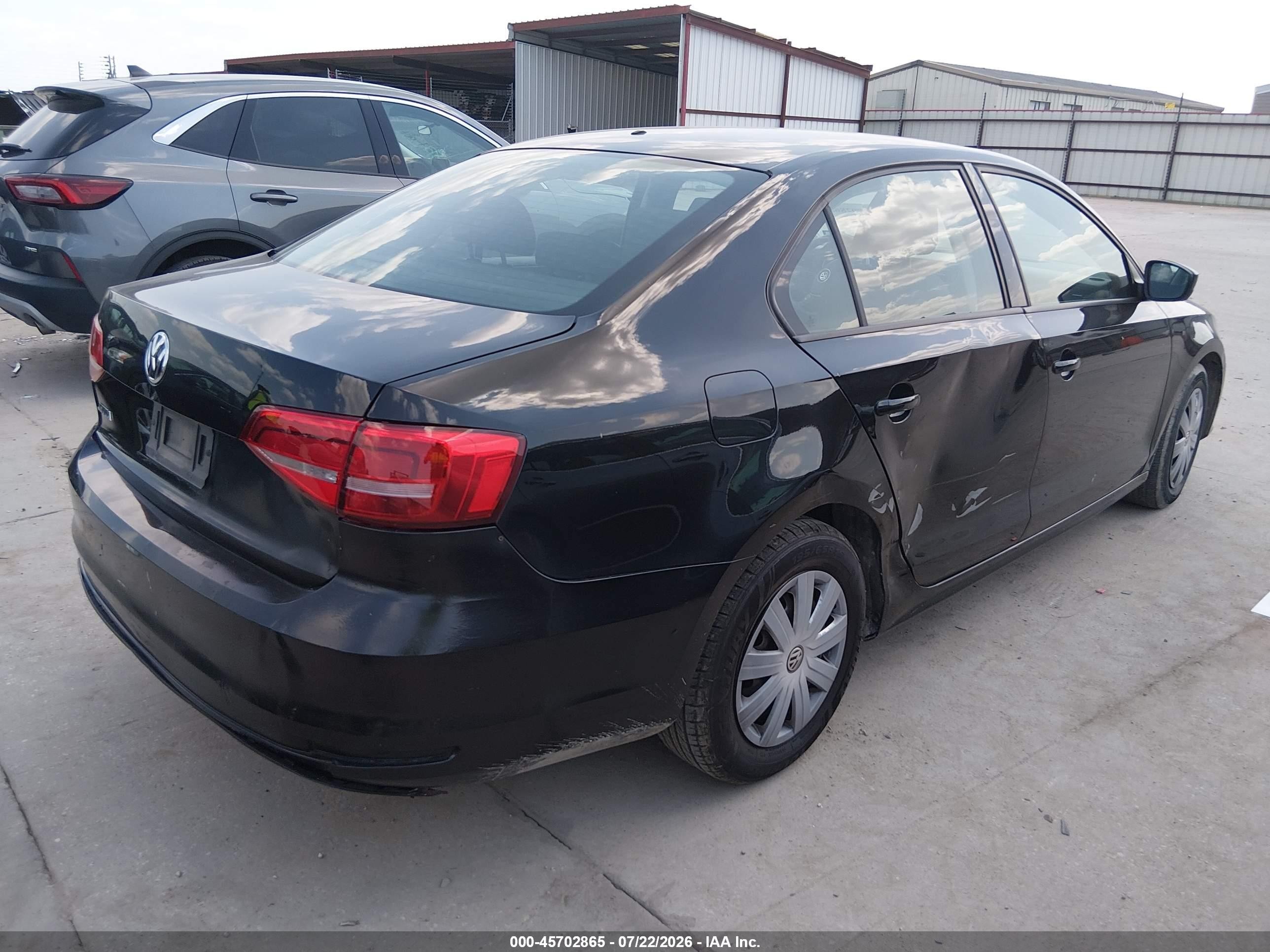2015 Volkswagen Jetta 2.0l S Black vin: 3VW2K7AJ1FM297365