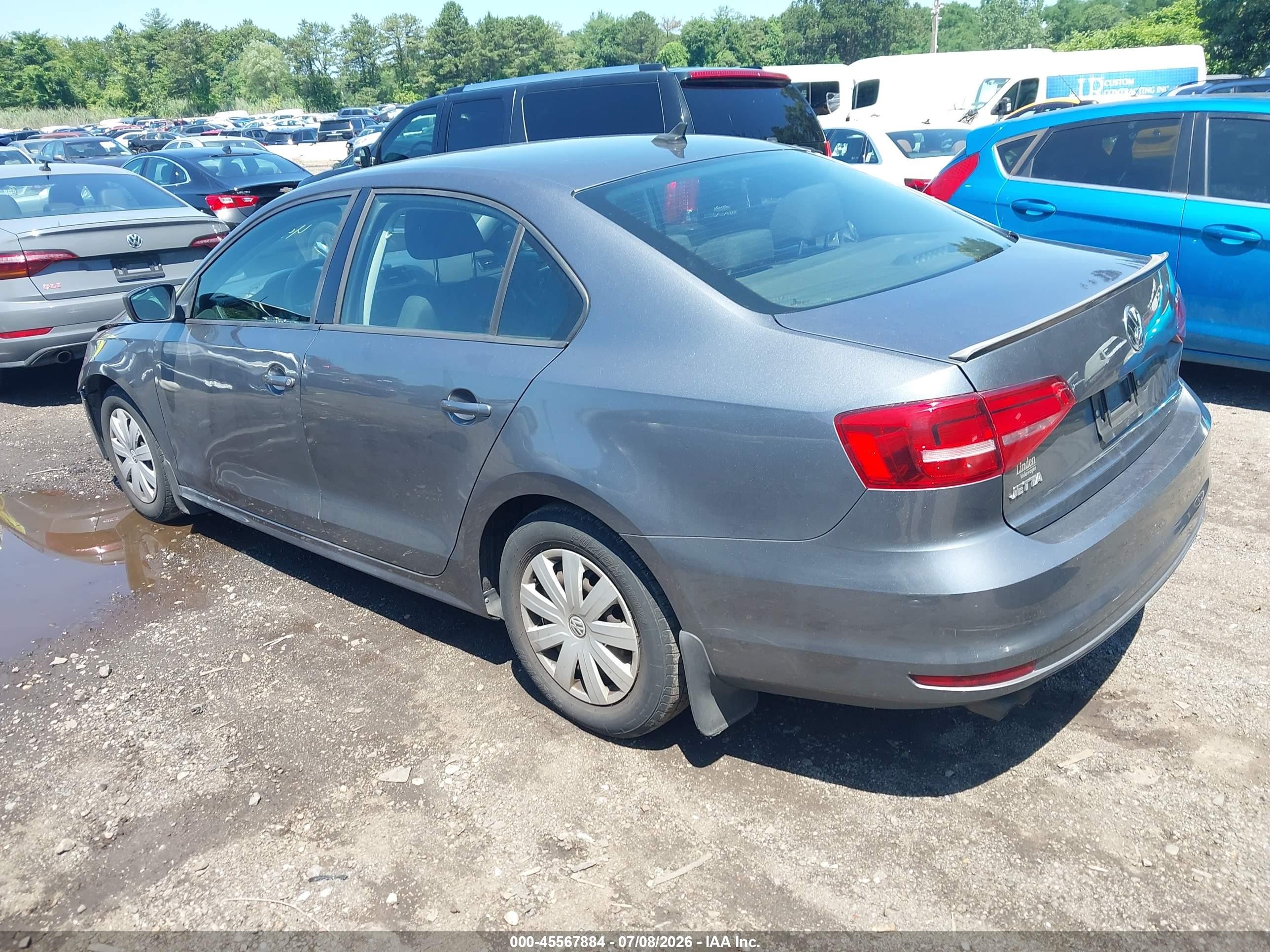 2015 Volkswagen Jetta 2.0l S Gray vin: 3VW2K7AJ1FM336410