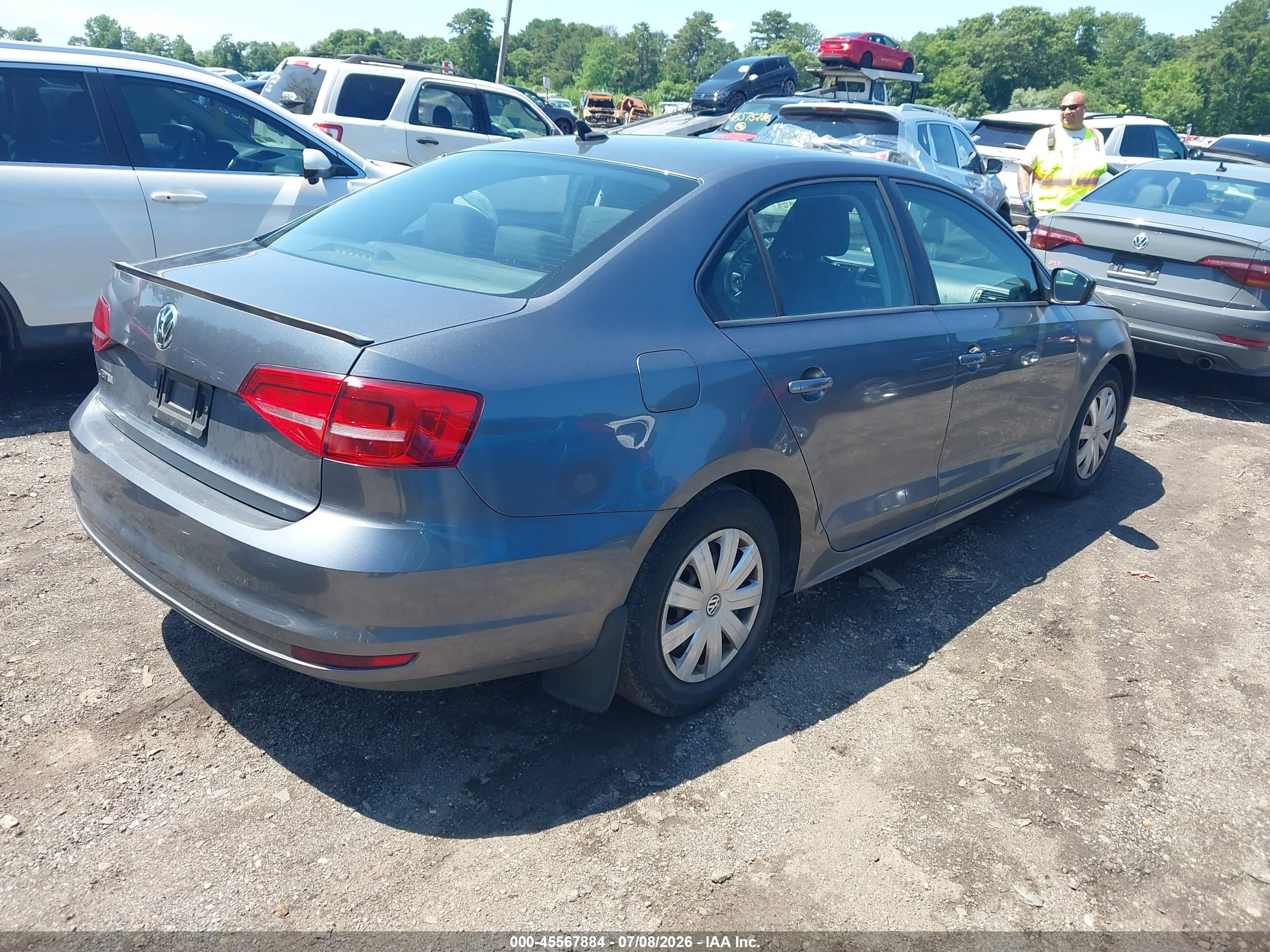 2015 Volkswagen Jetta 2.0l S Gray vin: 3VW2K7AJ1FM336410