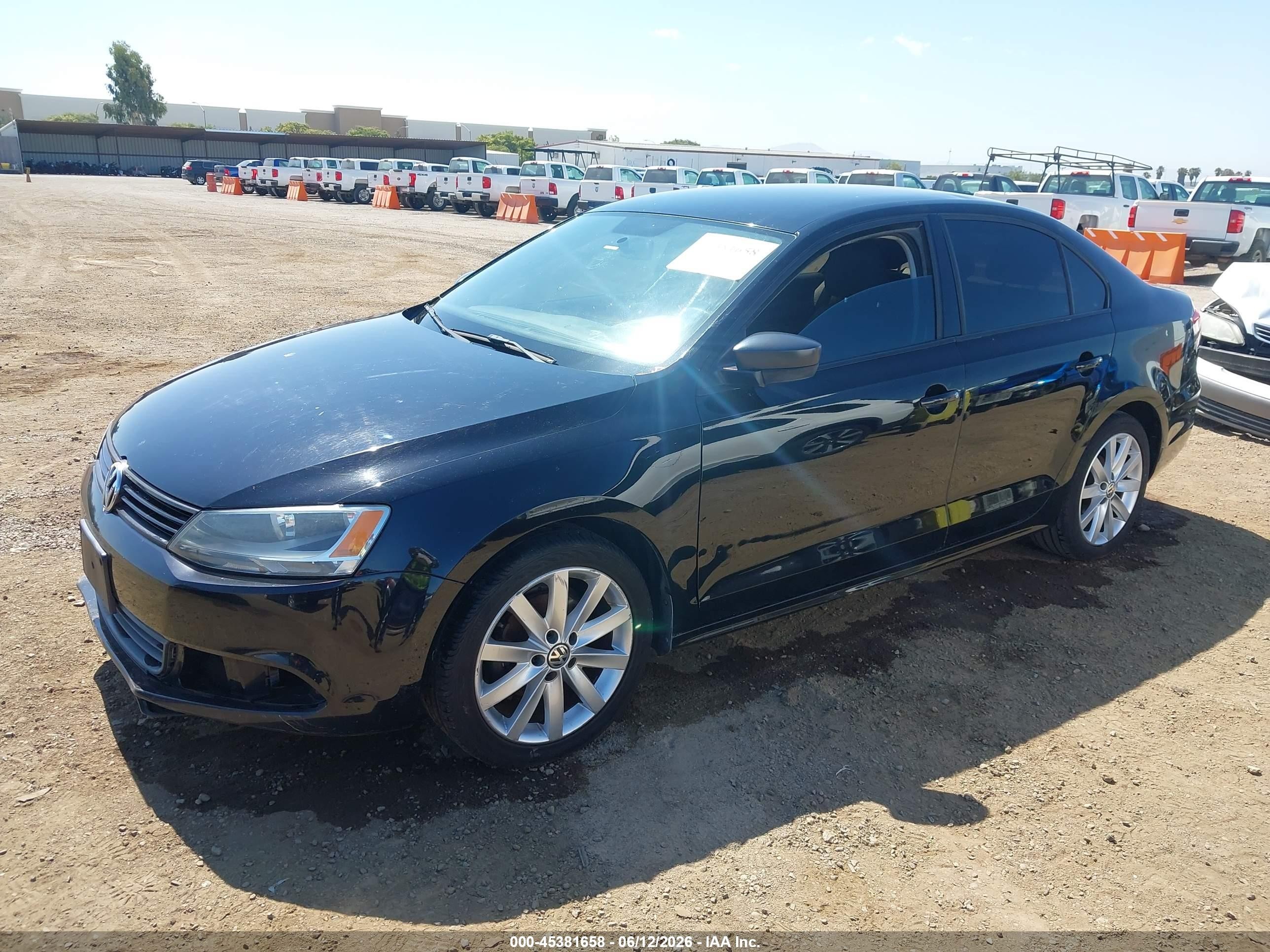 2012 Volkswagen Jetta 2.0l S Black vin: 3VW2K7AJ2CM397793
