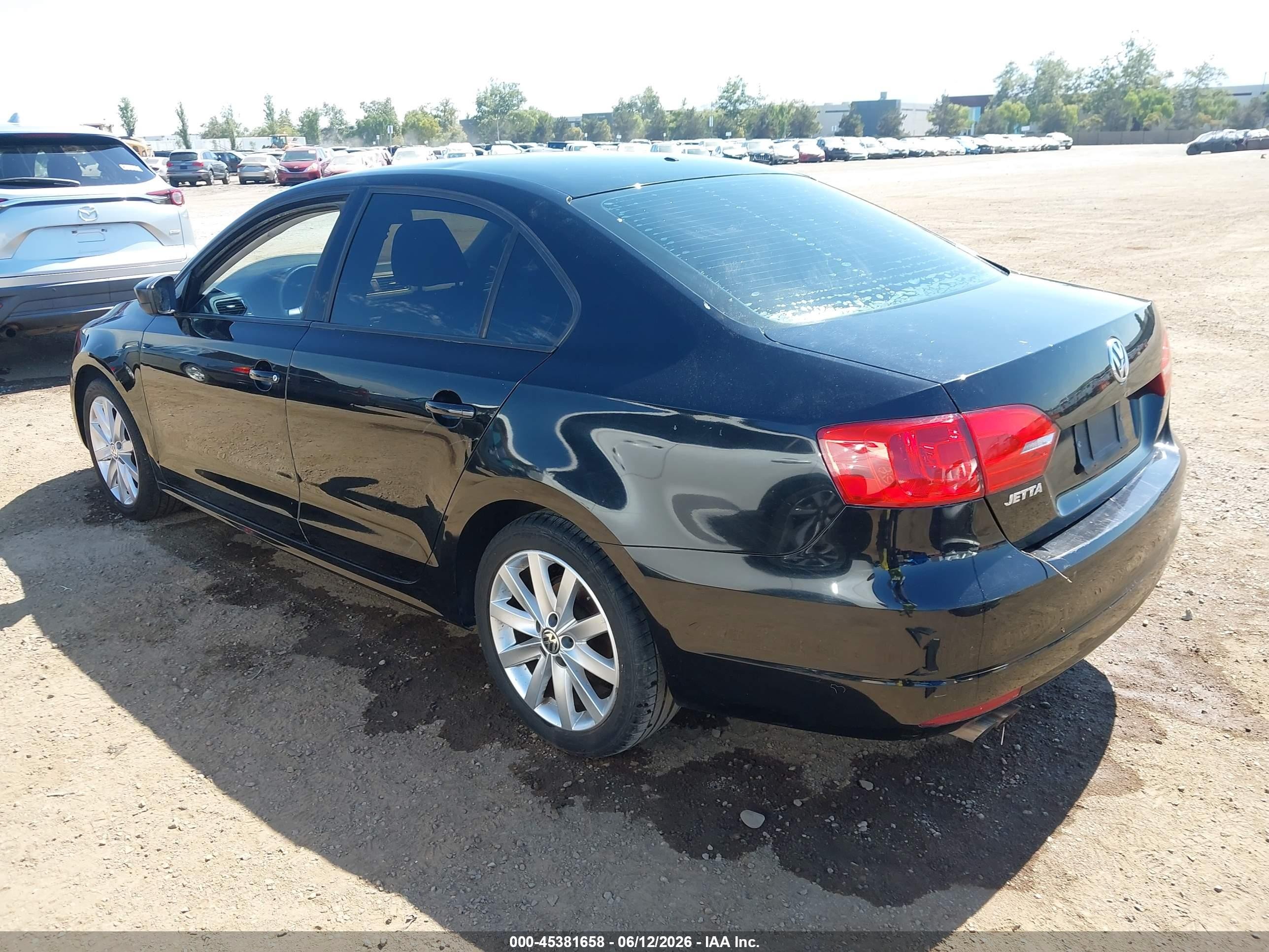 2012 Volkswagen Jetta 2.0l S Black vin: 3VW2K7AJ2CM397793