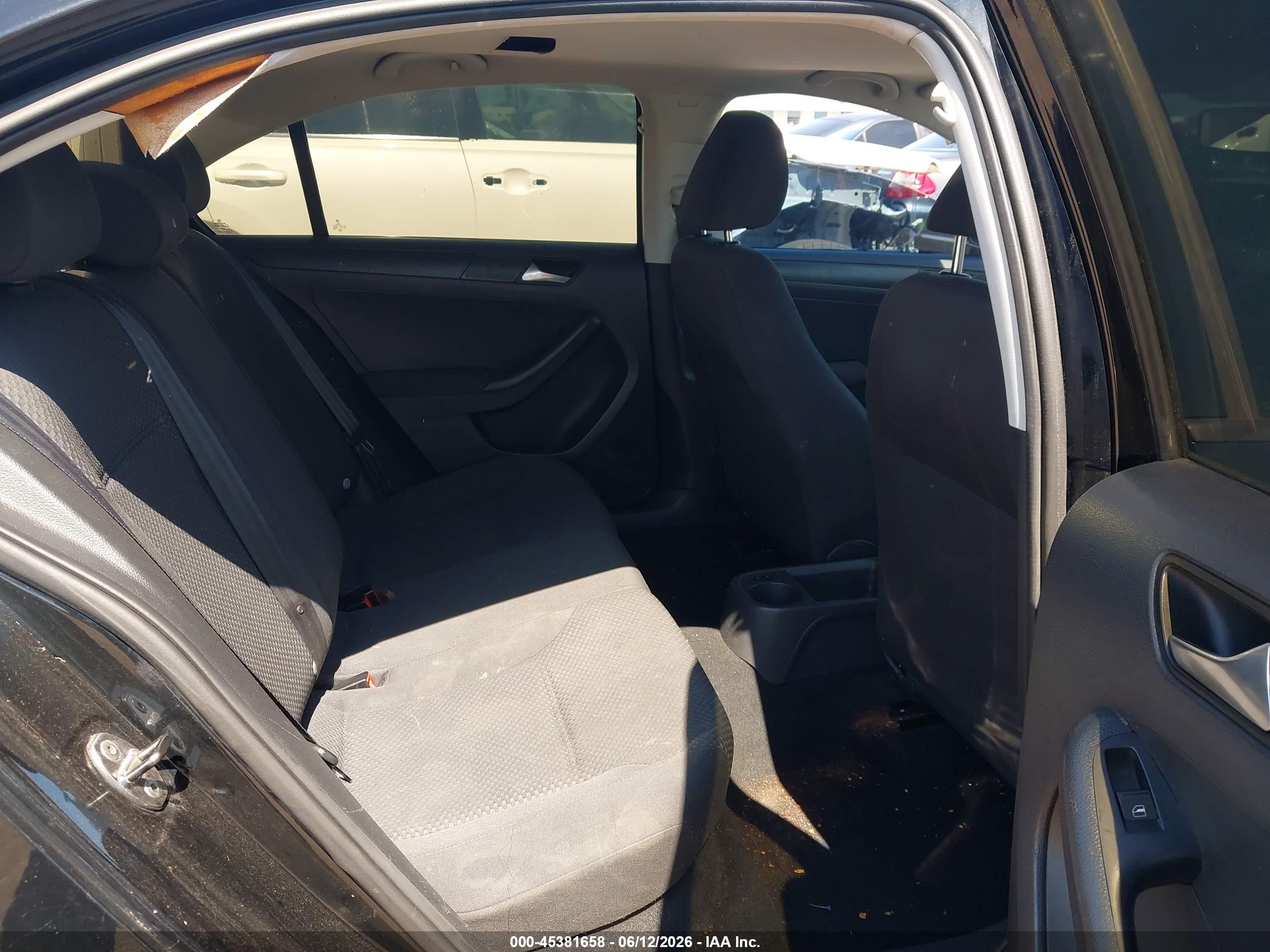 2012 Volkswagen Jetta 2.0l S Black vin: 3VW2K7AJ2CM397793