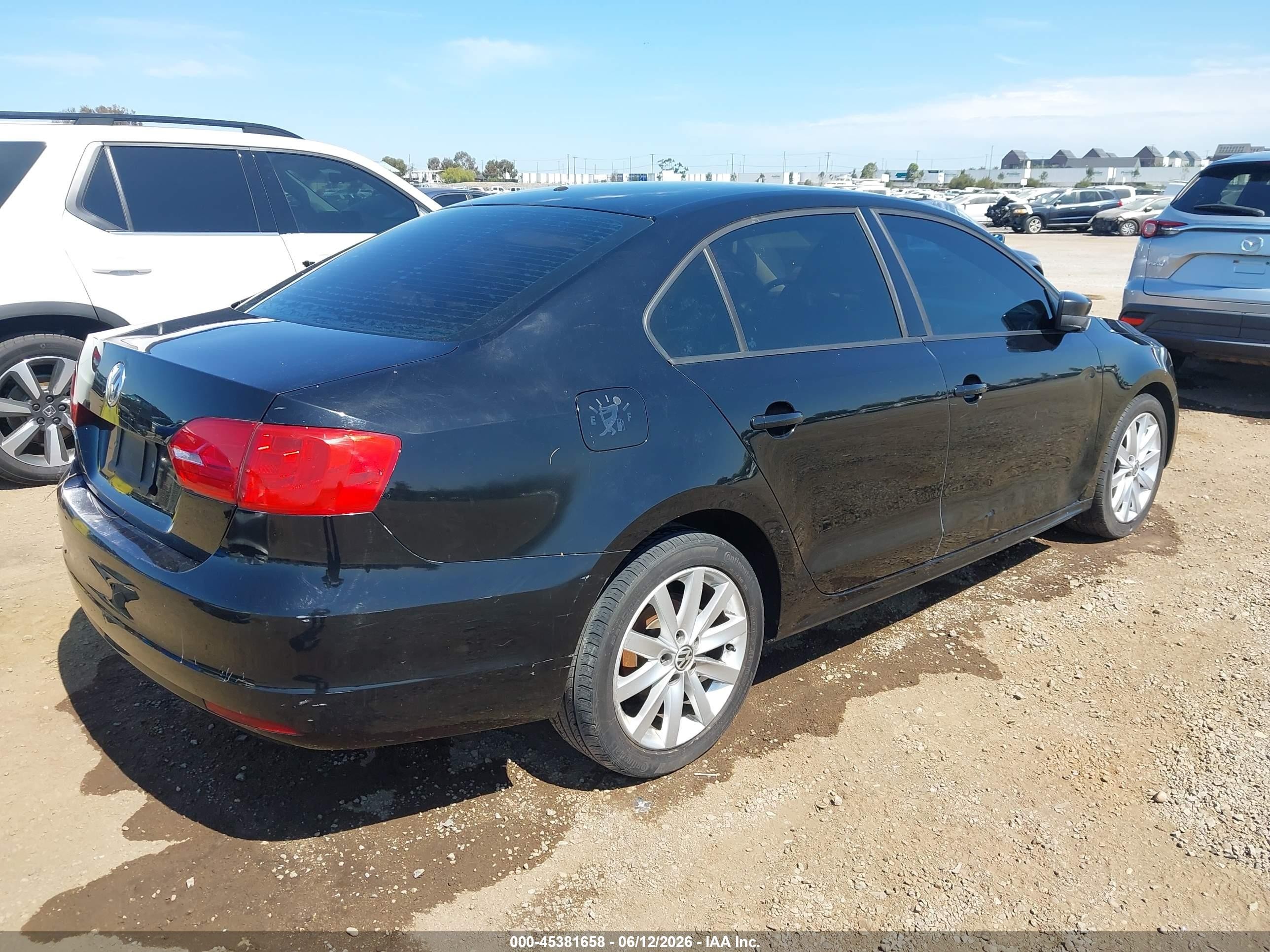2012 Volkswagen Jetta 2.0l S Black vin: 3VW2K7AJ2CM397793