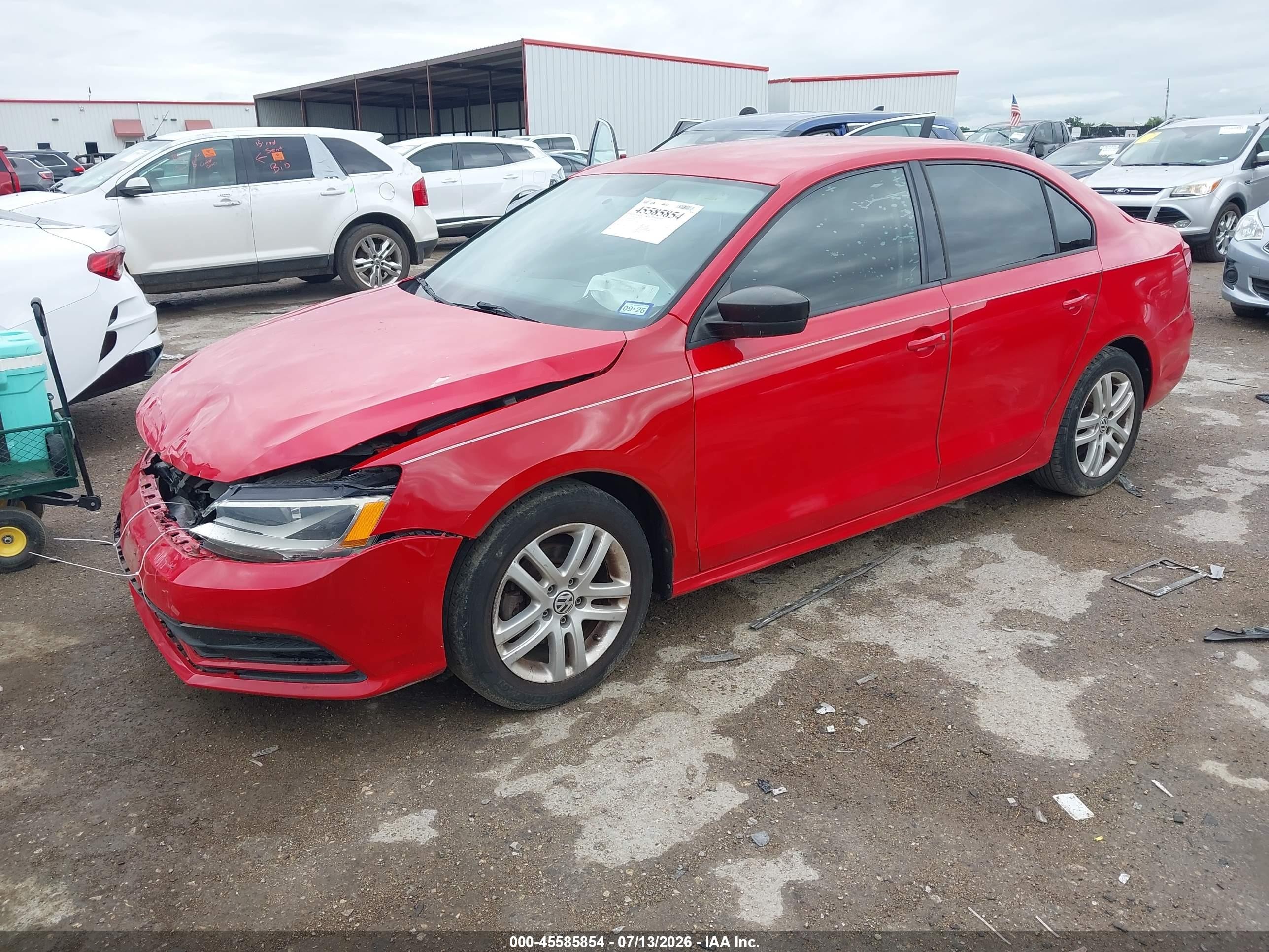 2015 Volkswagen Jetta 2.0l S Red vin: 3VW2K7AJ2FM237210