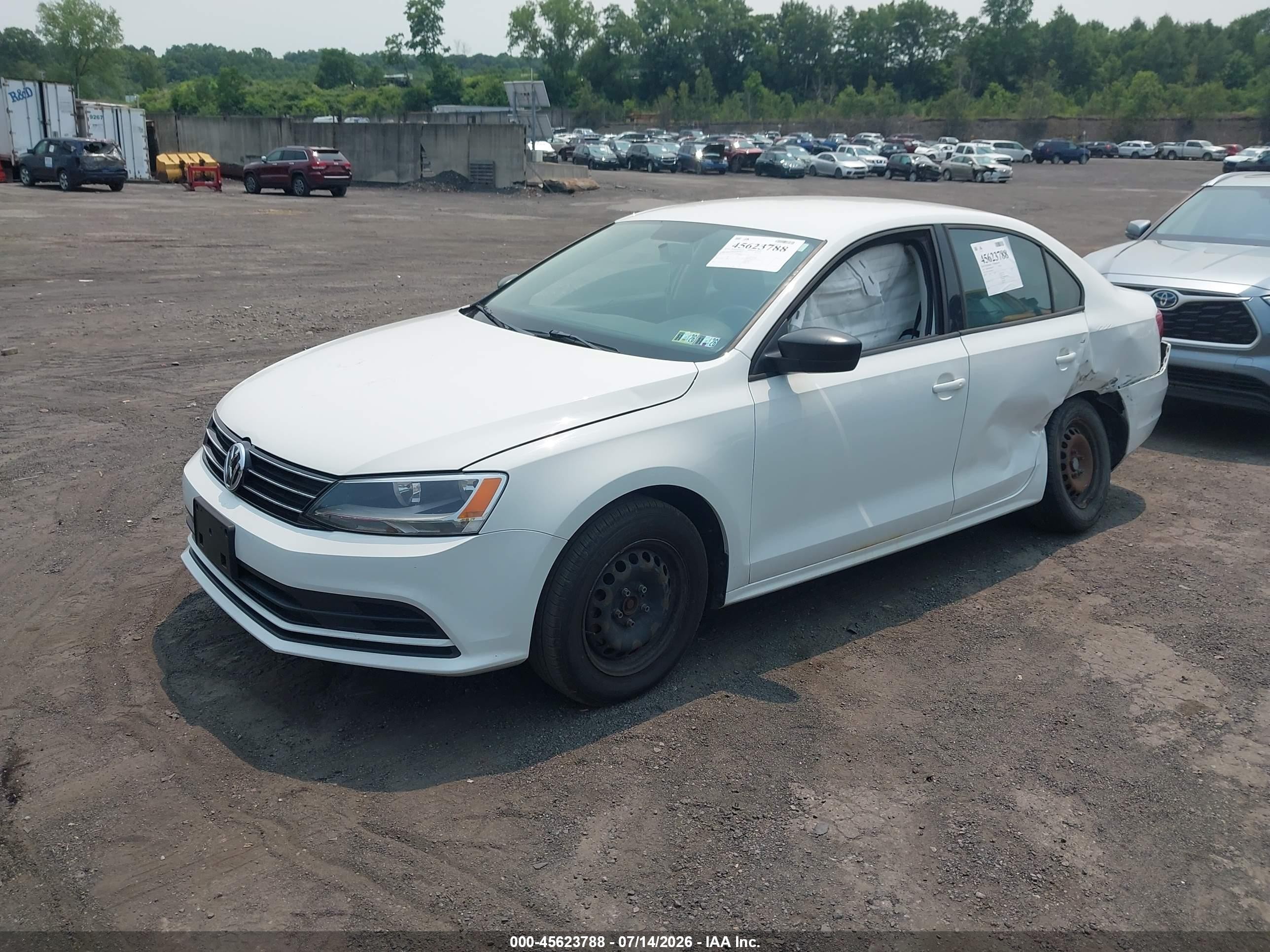 2015 Volkswagen Jetta 2.0l S White vin: 3VW2K7AJ2FM304646