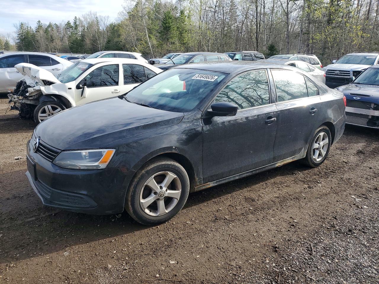 2013 Volkswagen Jetta Base Black vin: 3VW2K7AJ3DM394824