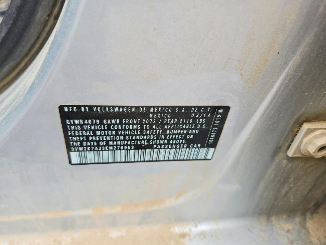 2014 Volkswagen Jetta Base Серебряный vin: 3VW2K7AJ3EM276953