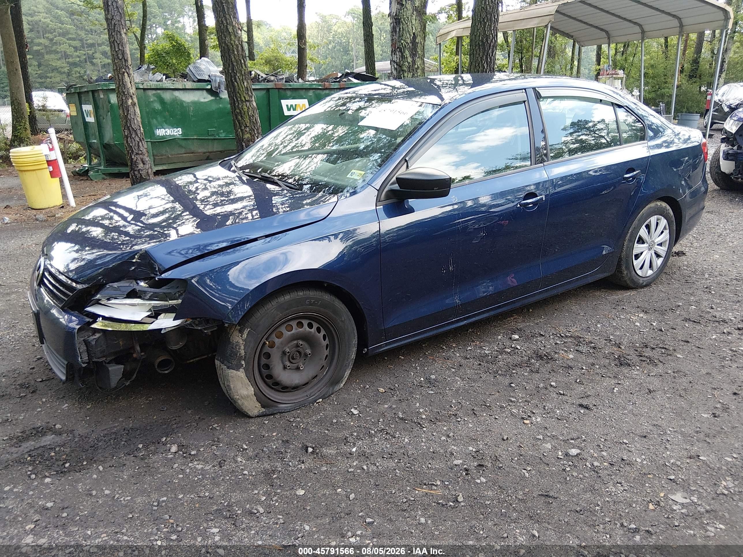 2014 Volkswagen Jetta 2.0l S Синий vin: 3VW2K7AJ3EM382948