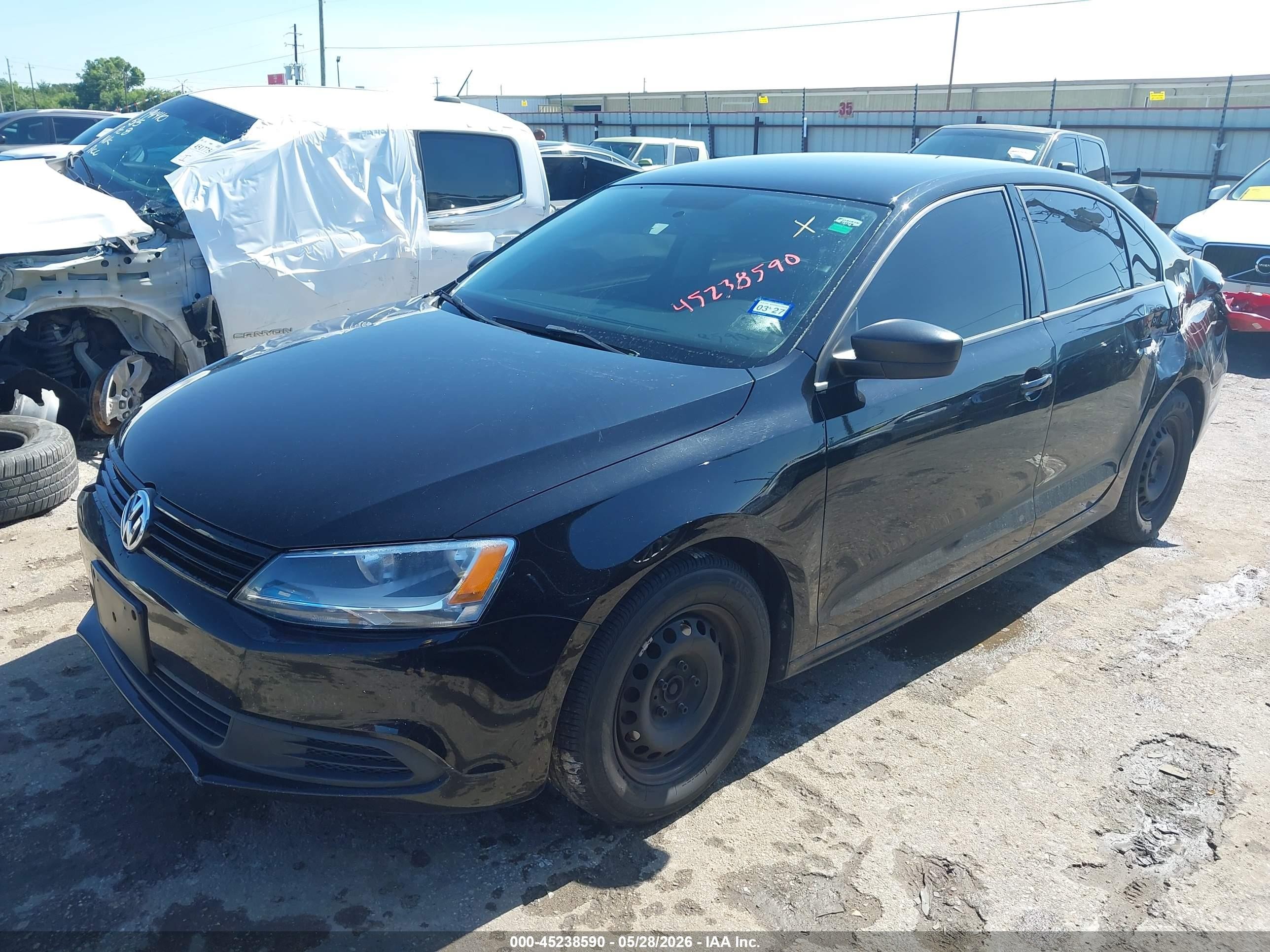 2014 Volkswagen Jetta 2.0l S Black vin: 3VW2K7AJ3EM398700