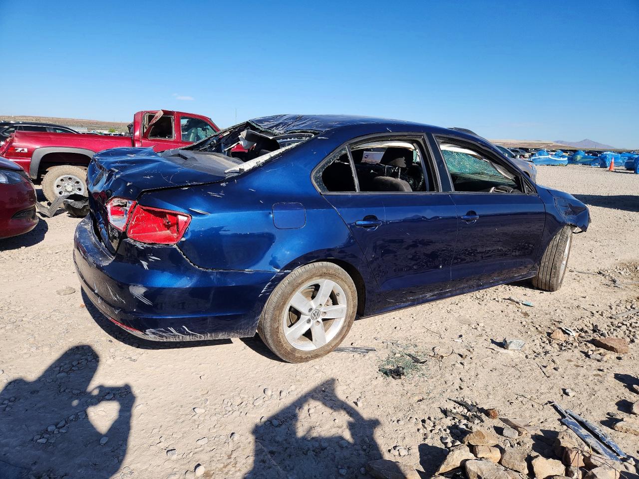 2014 Volkswagen Jetta Base Blue vin: 3VW2K7AJ3EM436488