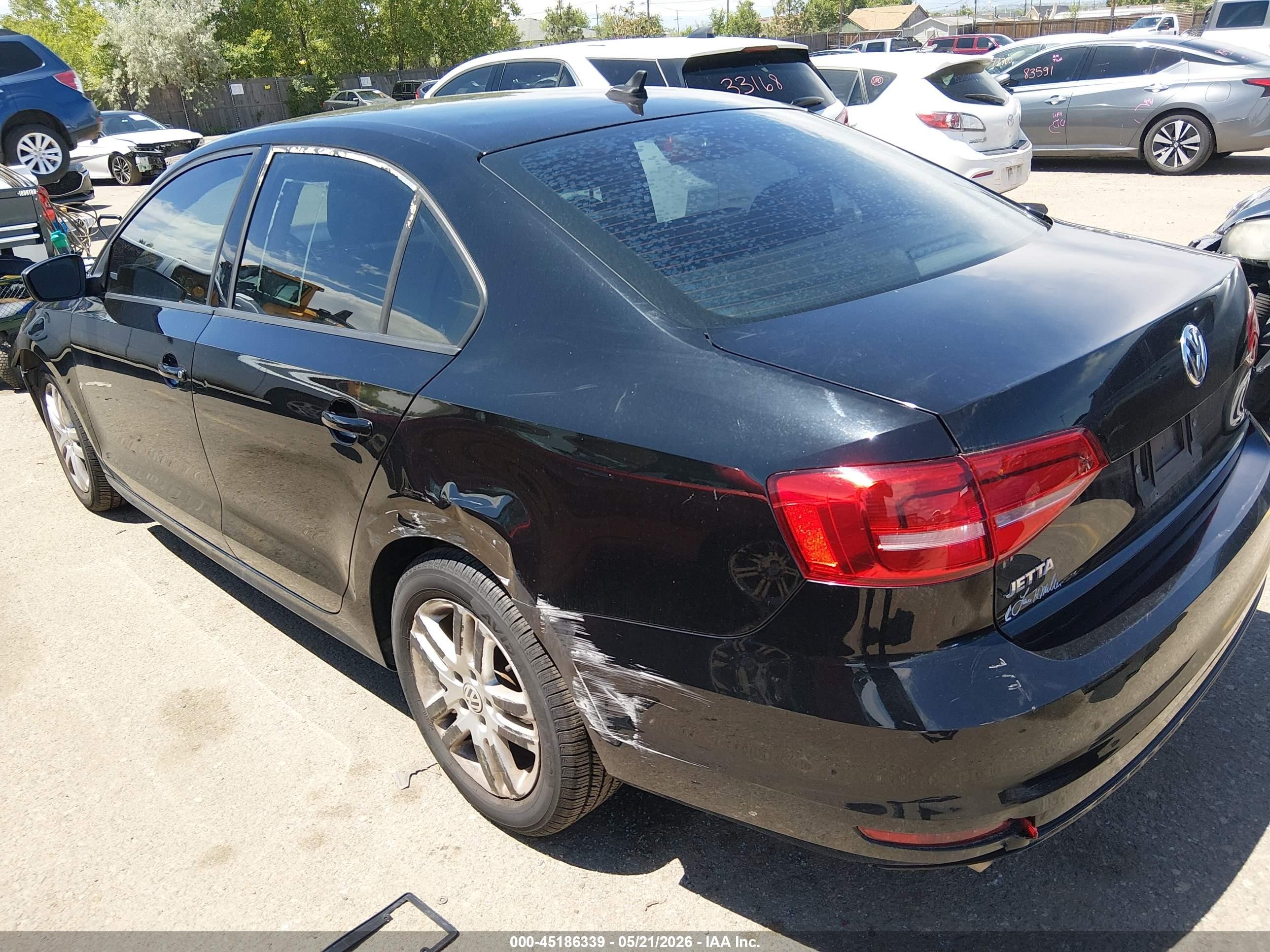 2015 Volkswagen Jetta 2.0l S Black vin: 3VW2K7AJ3FM225230