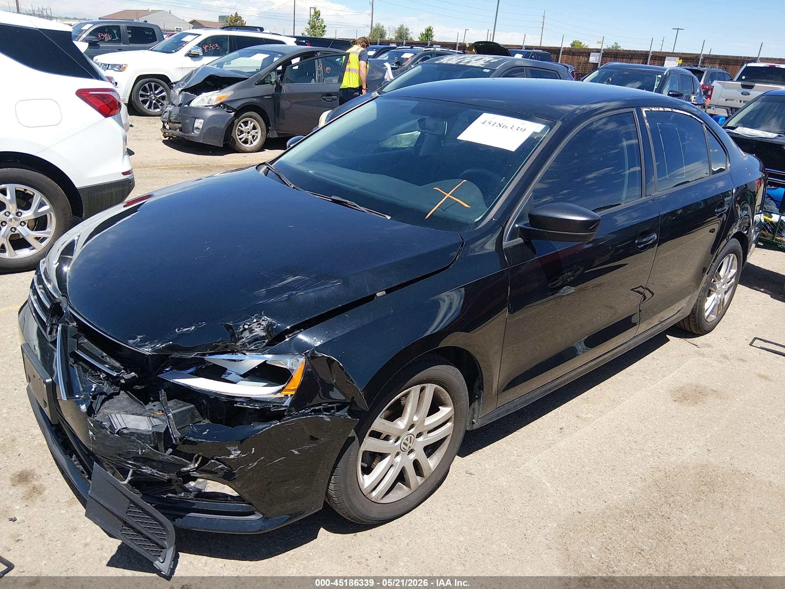2015 Volkswagen Jetta 2.0l S Black vin: 3VW2K7AJ3FM225230