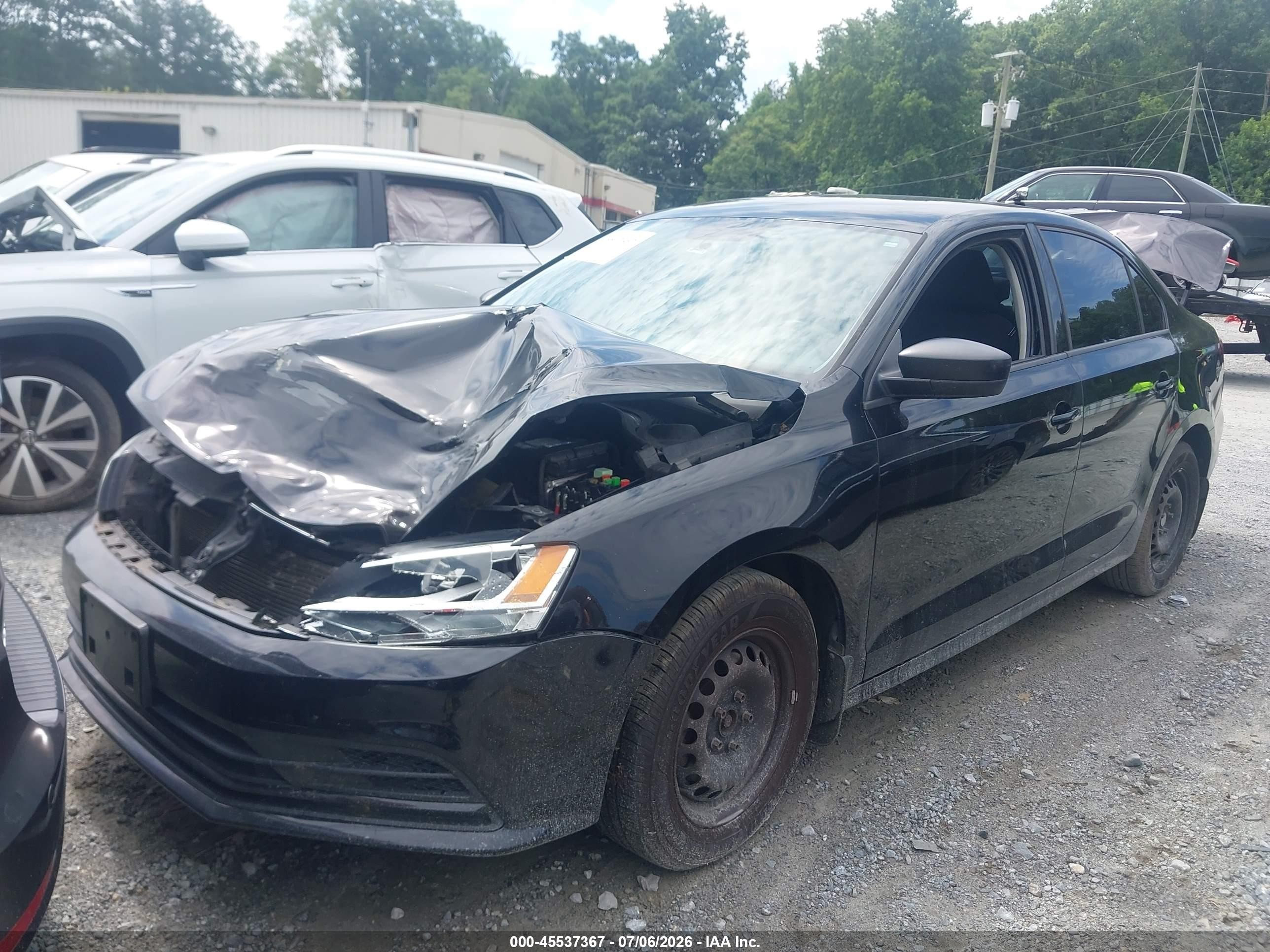2015 Volkswagen Jetta 2.0l S Black vin: 3VW2K7AJ3FM327062