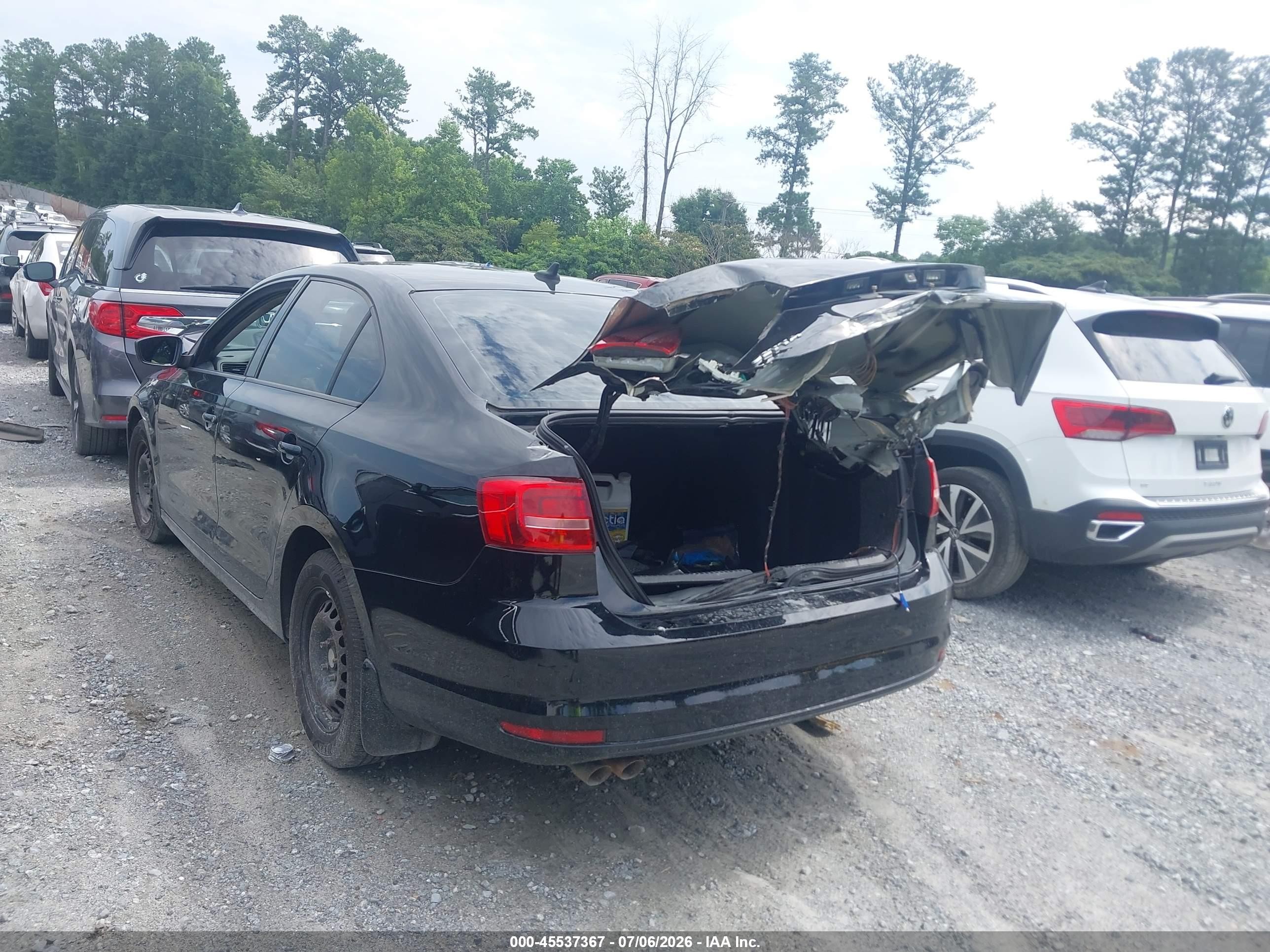 2015 Volkswagen Jetta 2.0l S Black vin: 3VW2K7AJ3FM327062