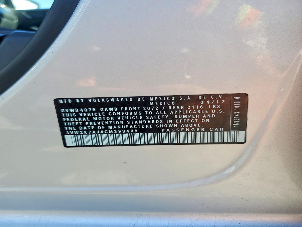 2012 Volkswagen Jetta Base Silver vin: 3VW2K7AJ4CM398489