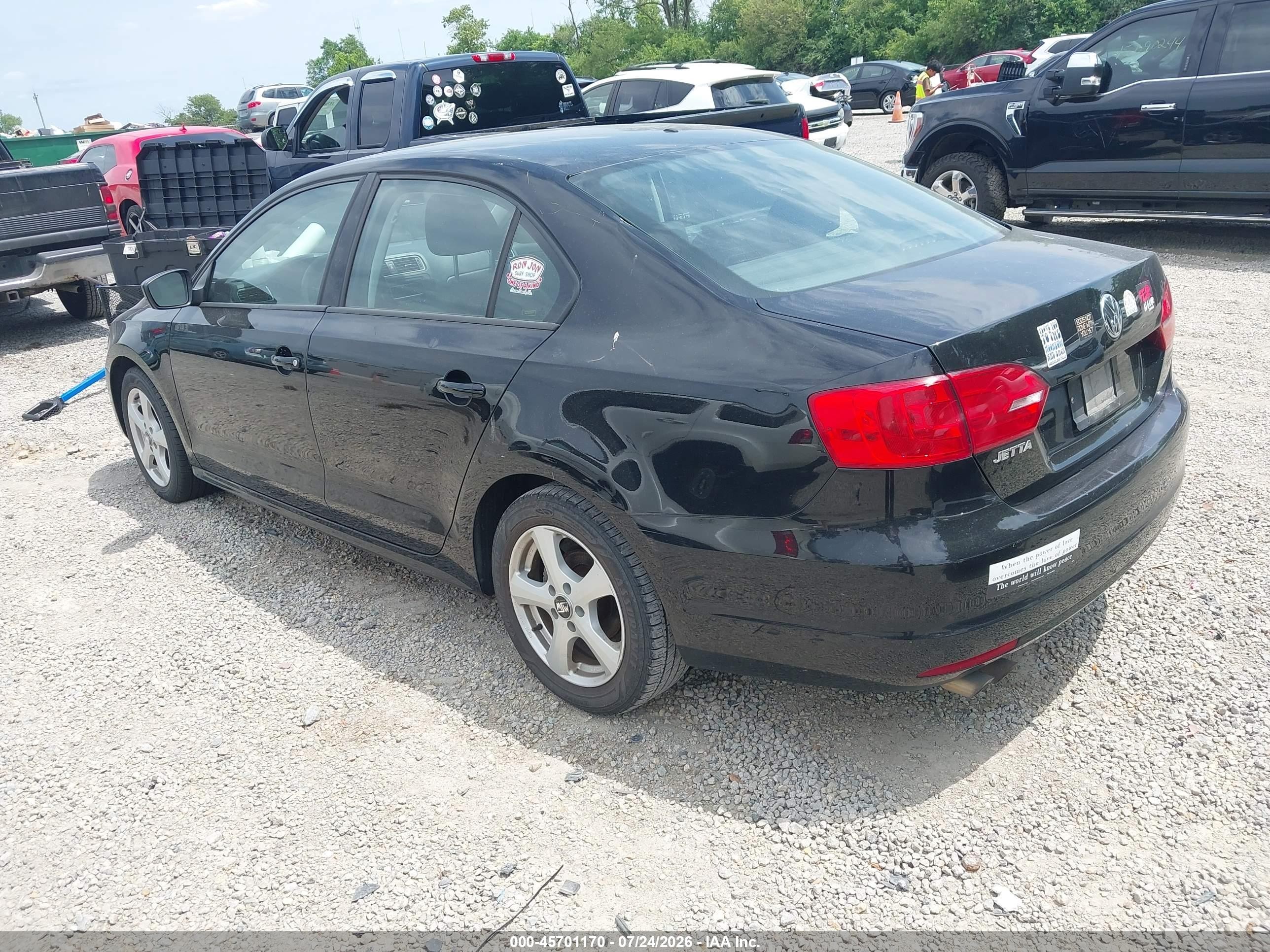 2014 Volkswagen Jetta 2.0l S Black vin: 3VW2K7AJ4EM413799