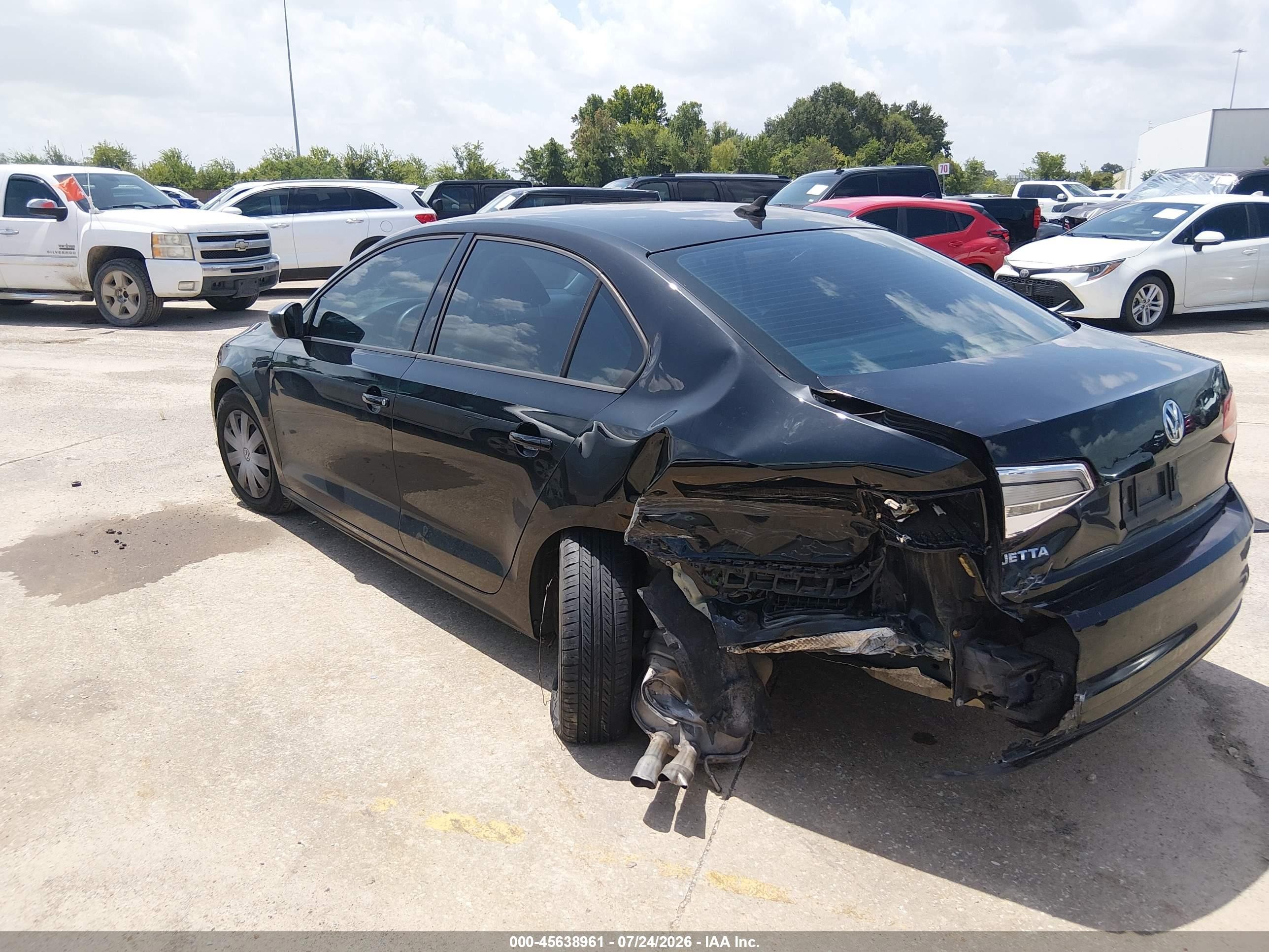 2015 Volkswagen Jetta 2.0l S Black vin: 3VW2K7AJ4FM294427