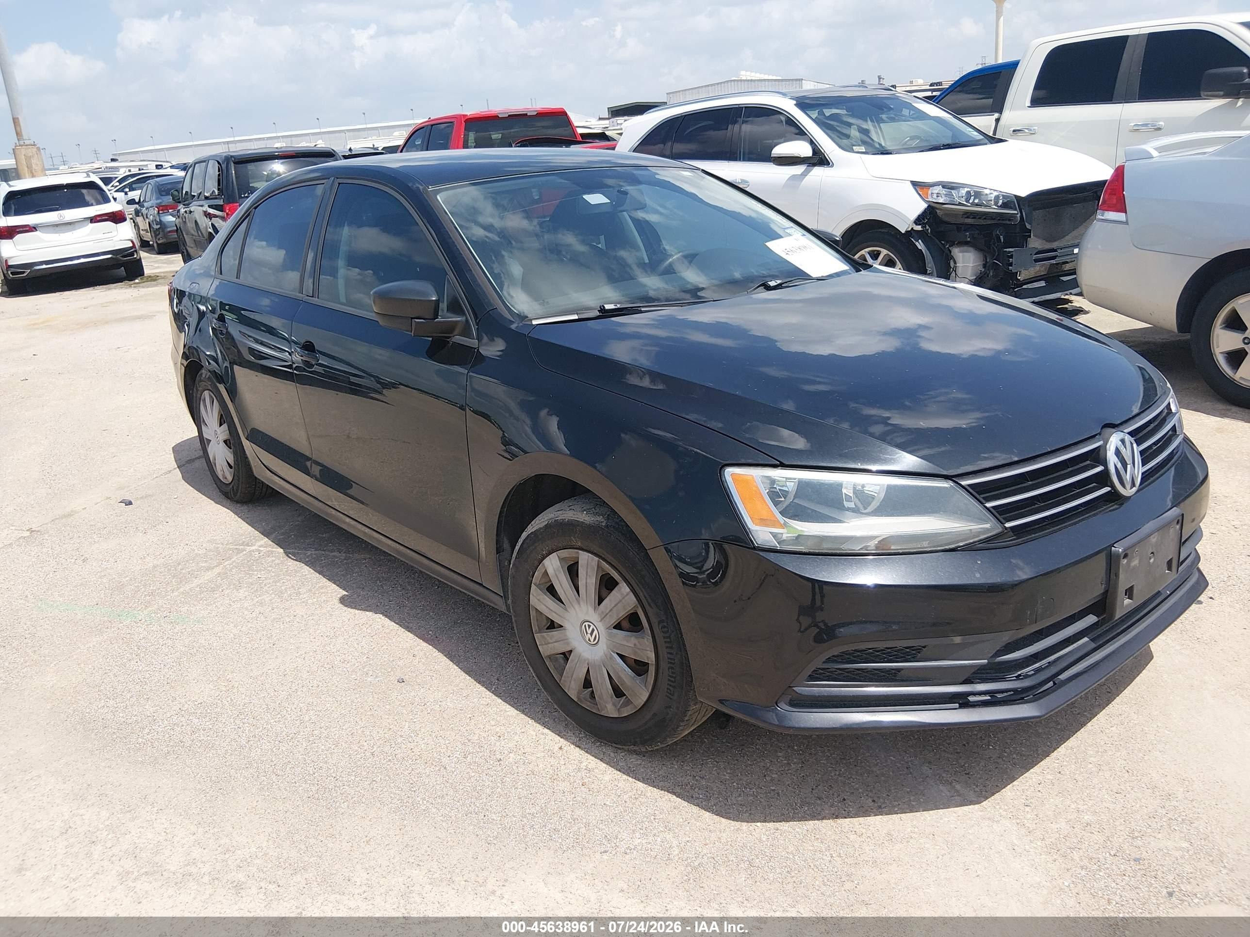 2015 Volkswagen Jetta 2.0l S Black vin: 3VW2K7AJ4FM294427