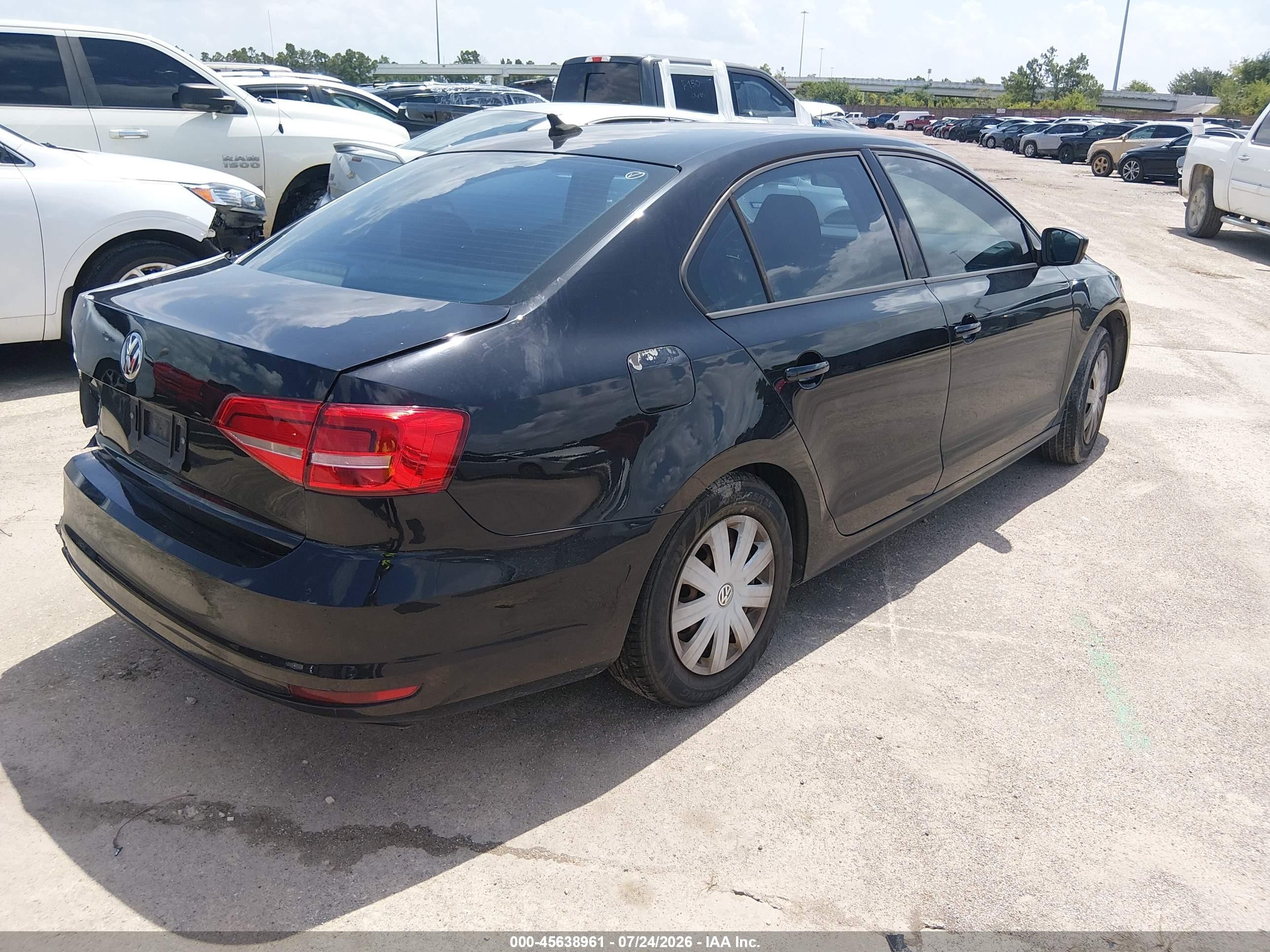 2015 Volkswagen Jetta 2.0l S Black vin: 3VW2K7AJ4FM294427