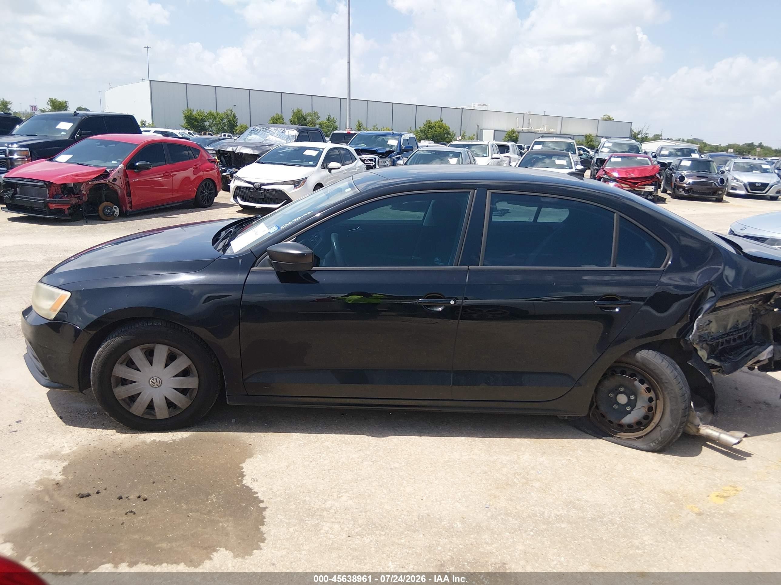 2015 Volkswagen Jetta 2.0l S Black vin: 3VW2K7AJ4FM294427