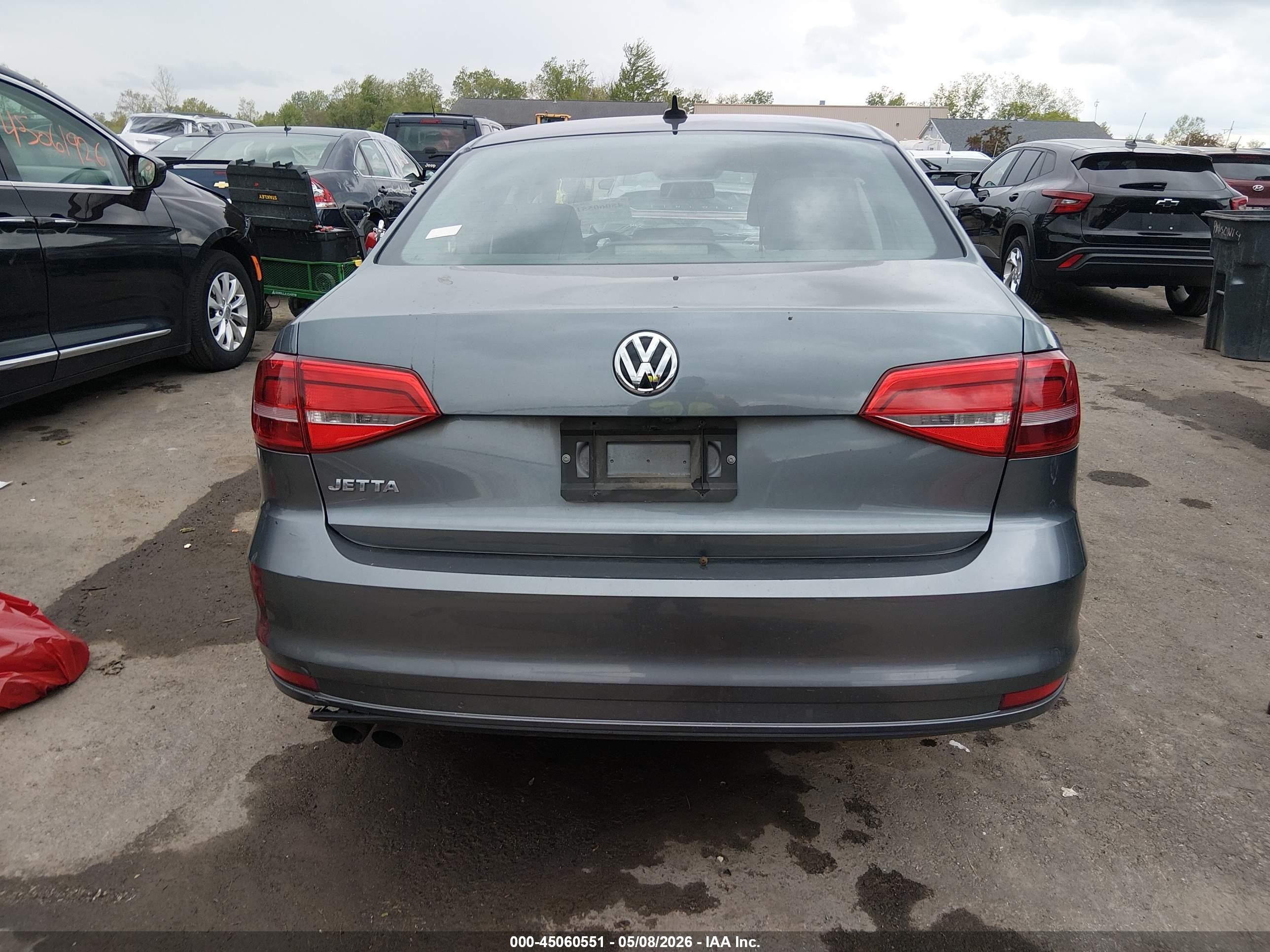 2015 Volkswagen Jetta 2.0l S Gray vin: 3VW2K7AJ4FM311307