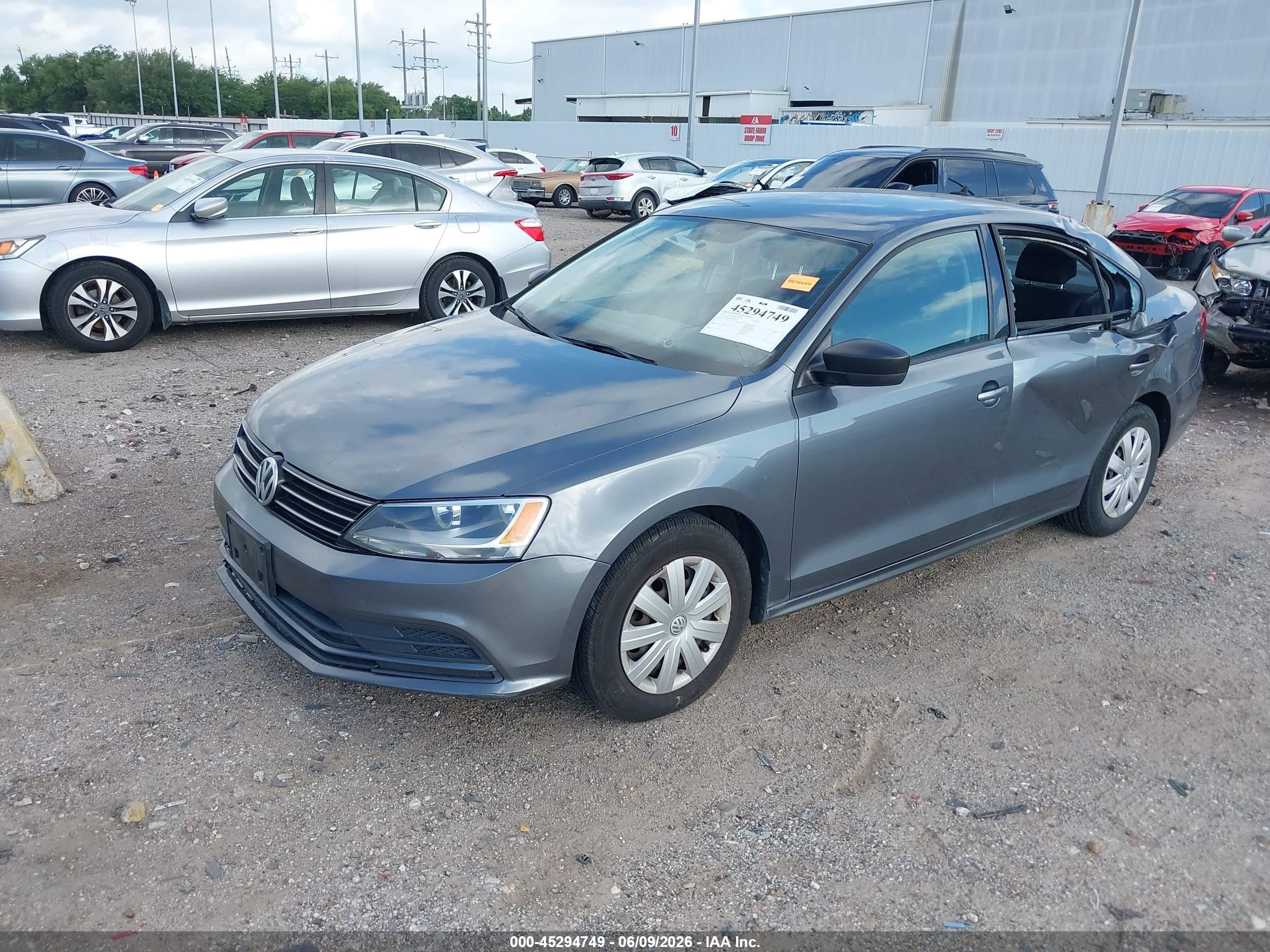 2015 Volkswagen Jetta 2.0l S Серый vin: 3VW2K7AJ4FM406353