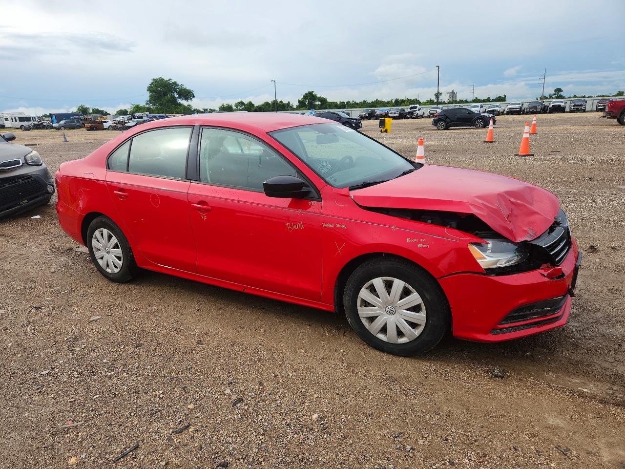 2015 Volkswagen Jetta Base Red vin: 3VW2K7AJ4FM427462