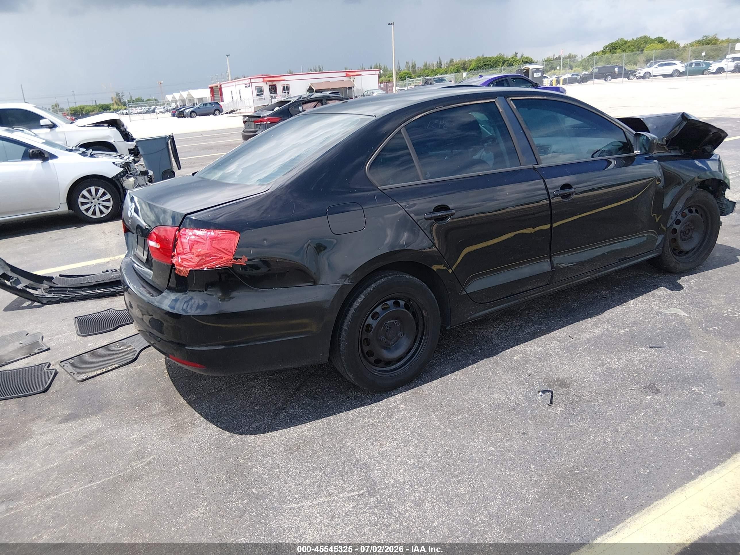 2012 Volkswagen Jetta 2.0l S Black vin: 3VW2K7AJ5CM334431