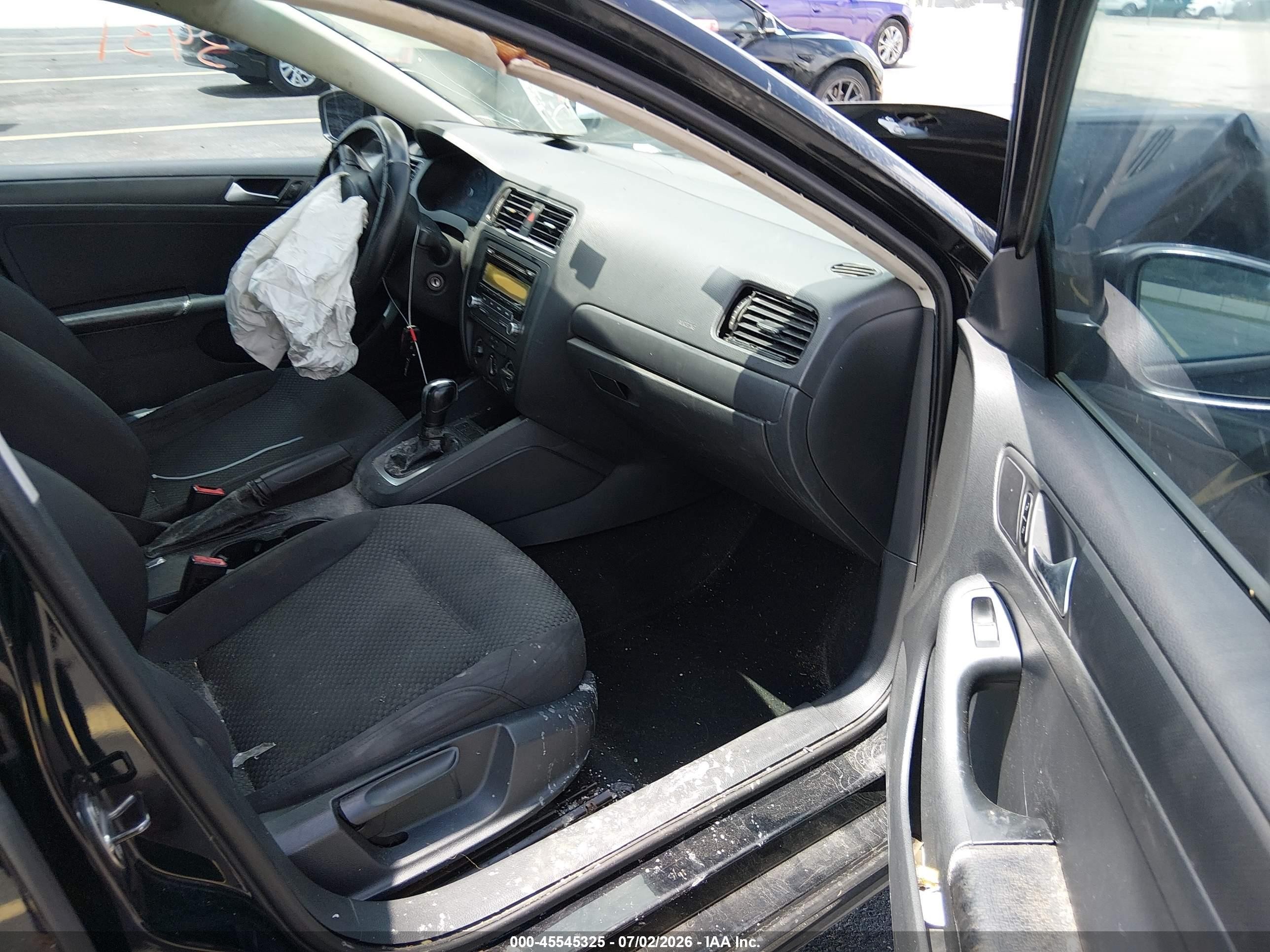 2012 Volkswagen Jetta 2.0l S Black vin: 3VW2K7AJ5CM334431