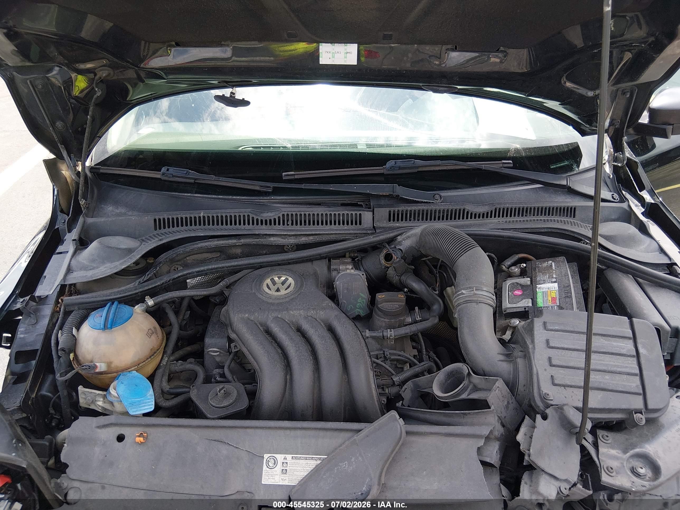 2012 Volkswagen Jetta 2.0l S Black vin: 3VW2K7AJ5CM334431