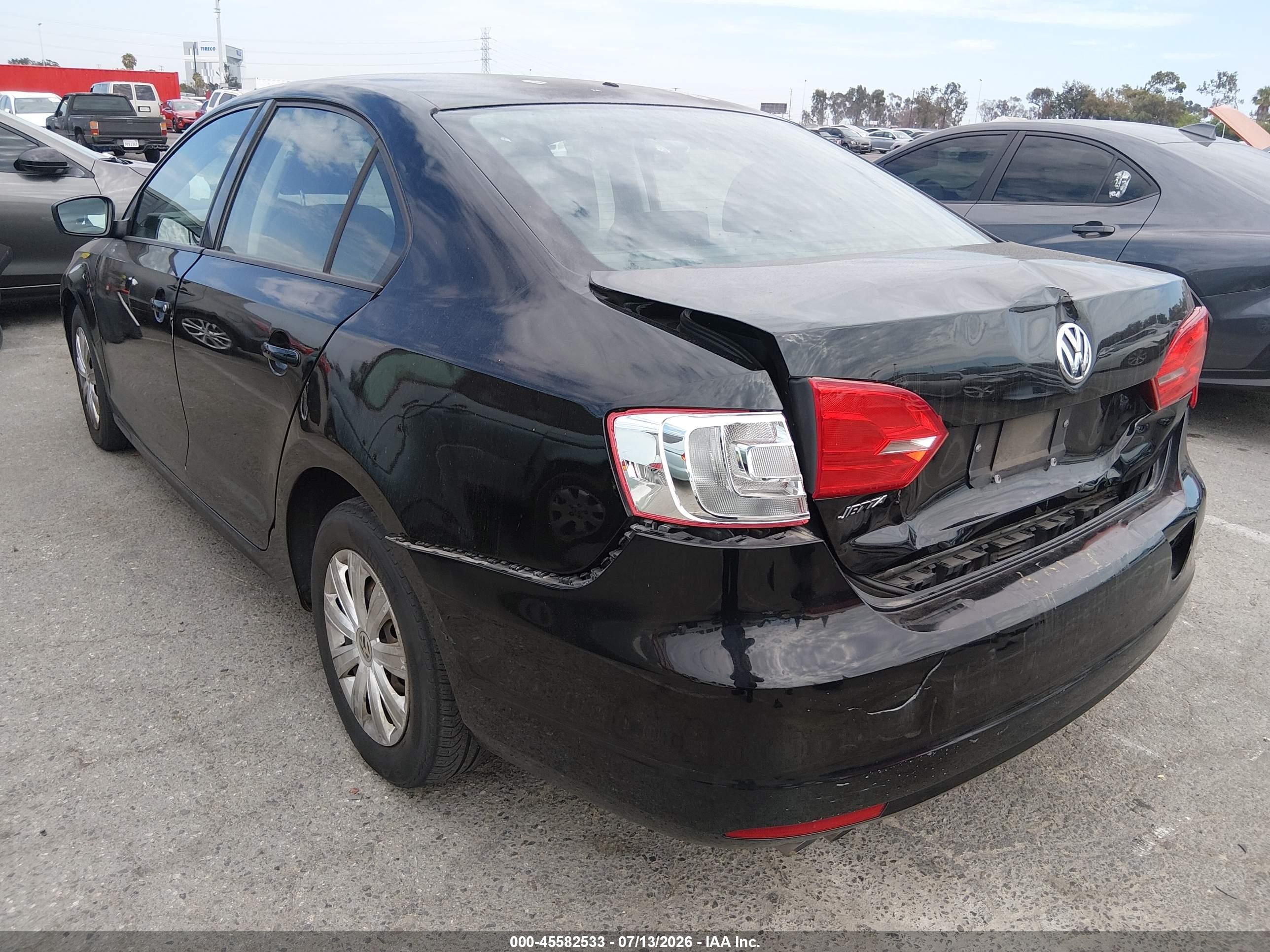2013 Volkswagen Jetta 2.0l S Black vin: 3VW2K7AJ5DM274958