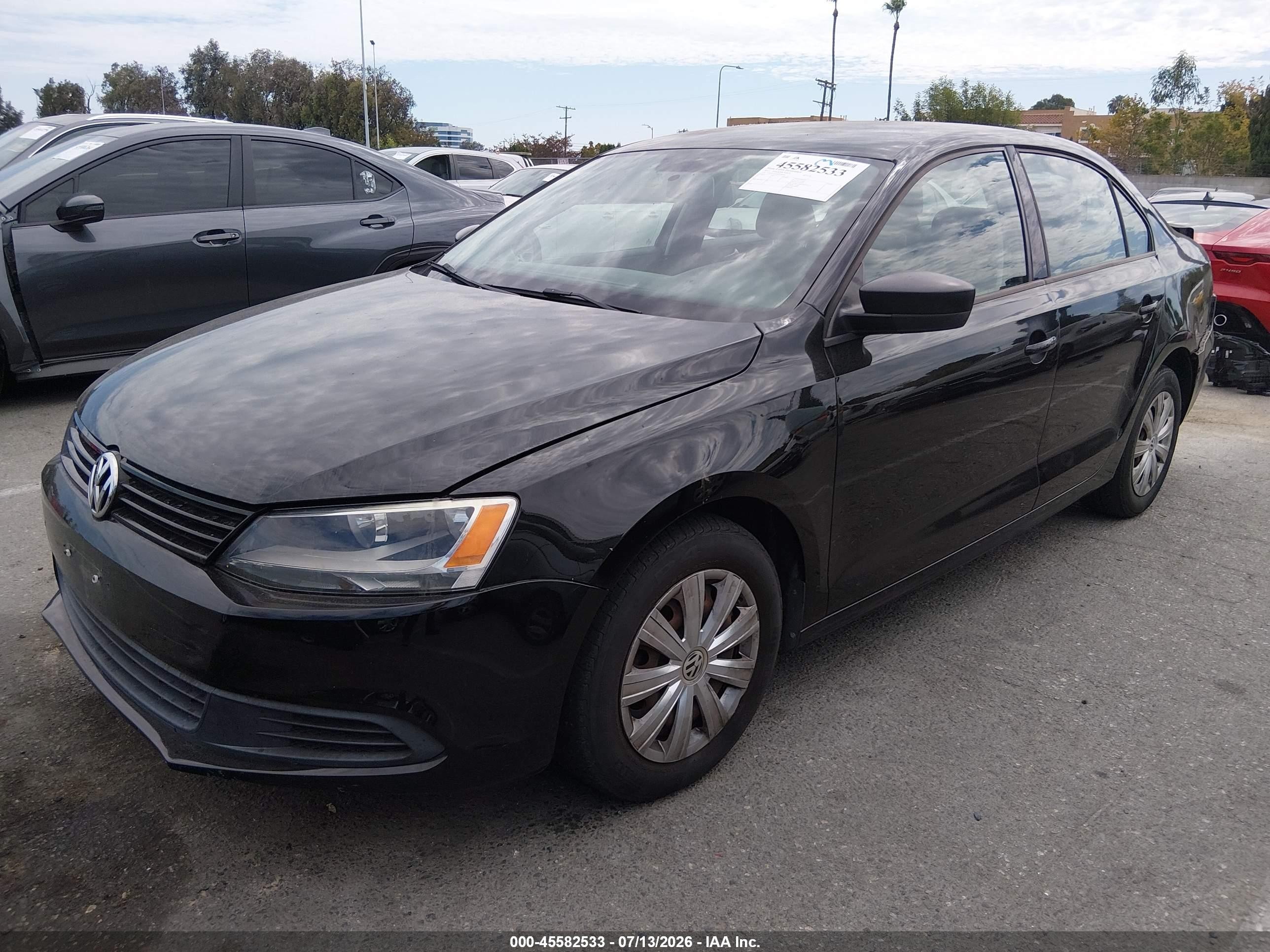 2013 Volkswagen Jetta 2.0l S Black vin: 3VW2K7AJ5DM274958