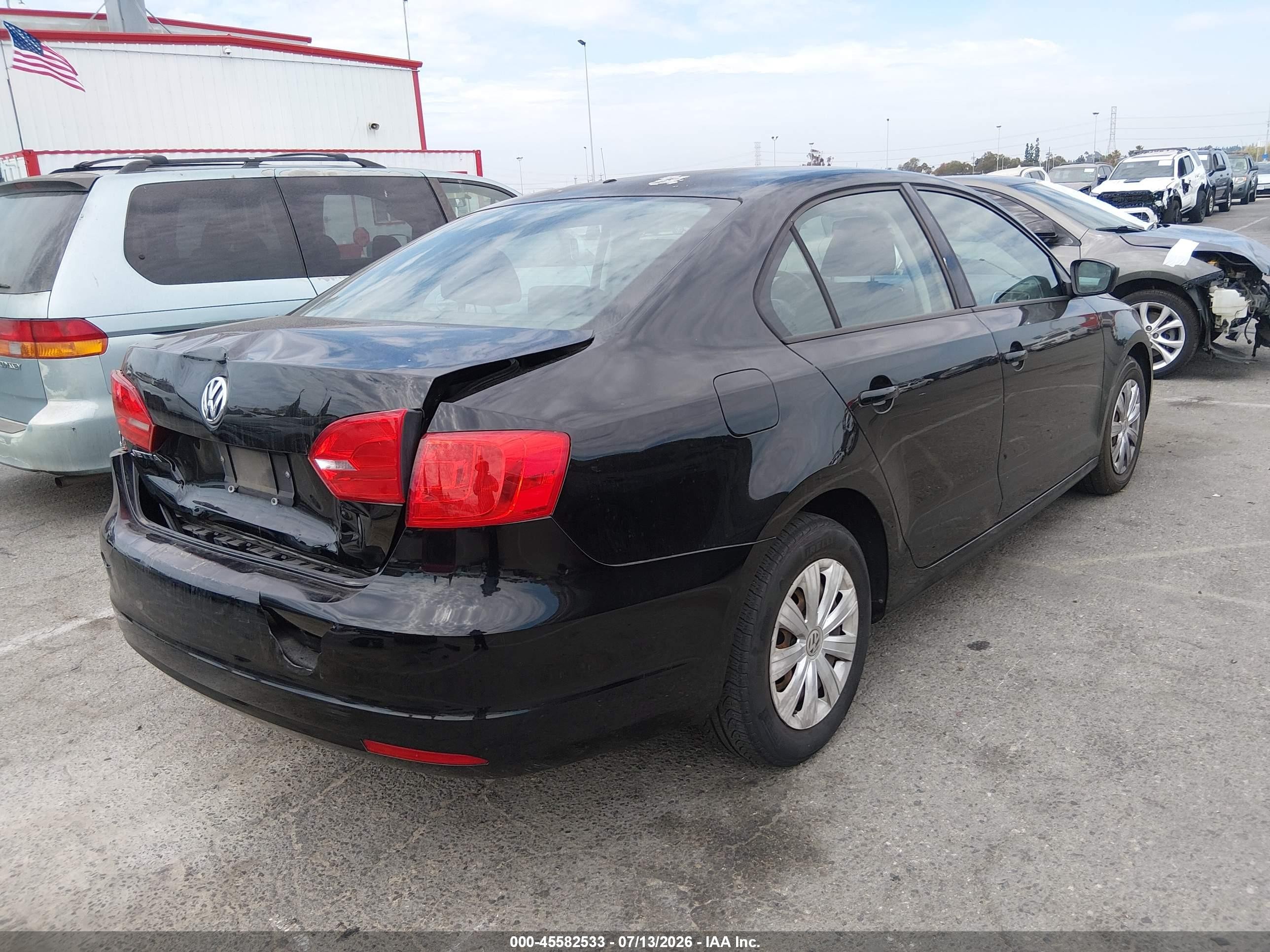 2013 Volkswagen Jetta 2.0l S Black vin: 3VW2K7AJ5DM274958