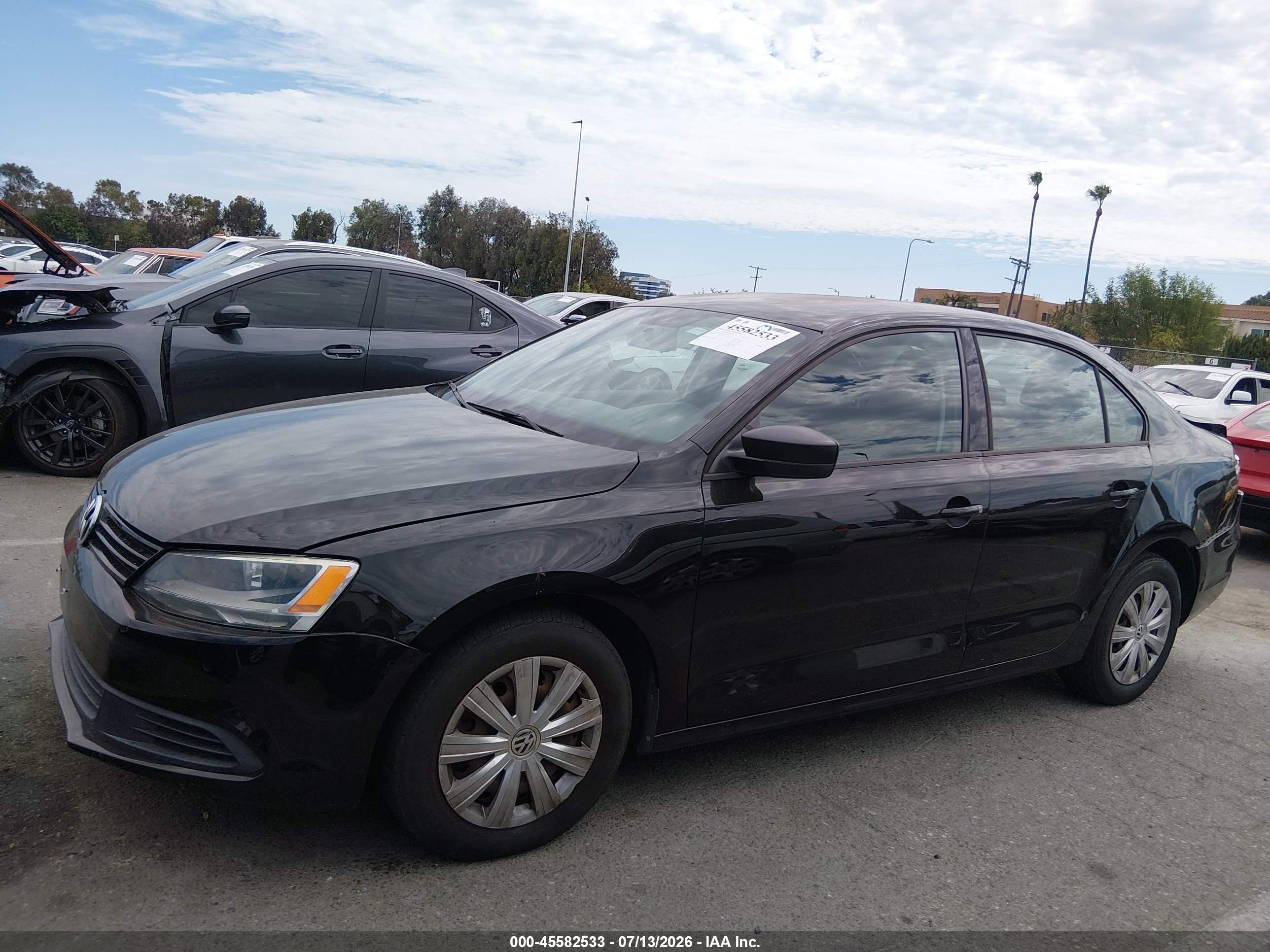 2013 Volkswagen Jetta 2.0l S Black vin: 3VW2K7AJ5DM274958