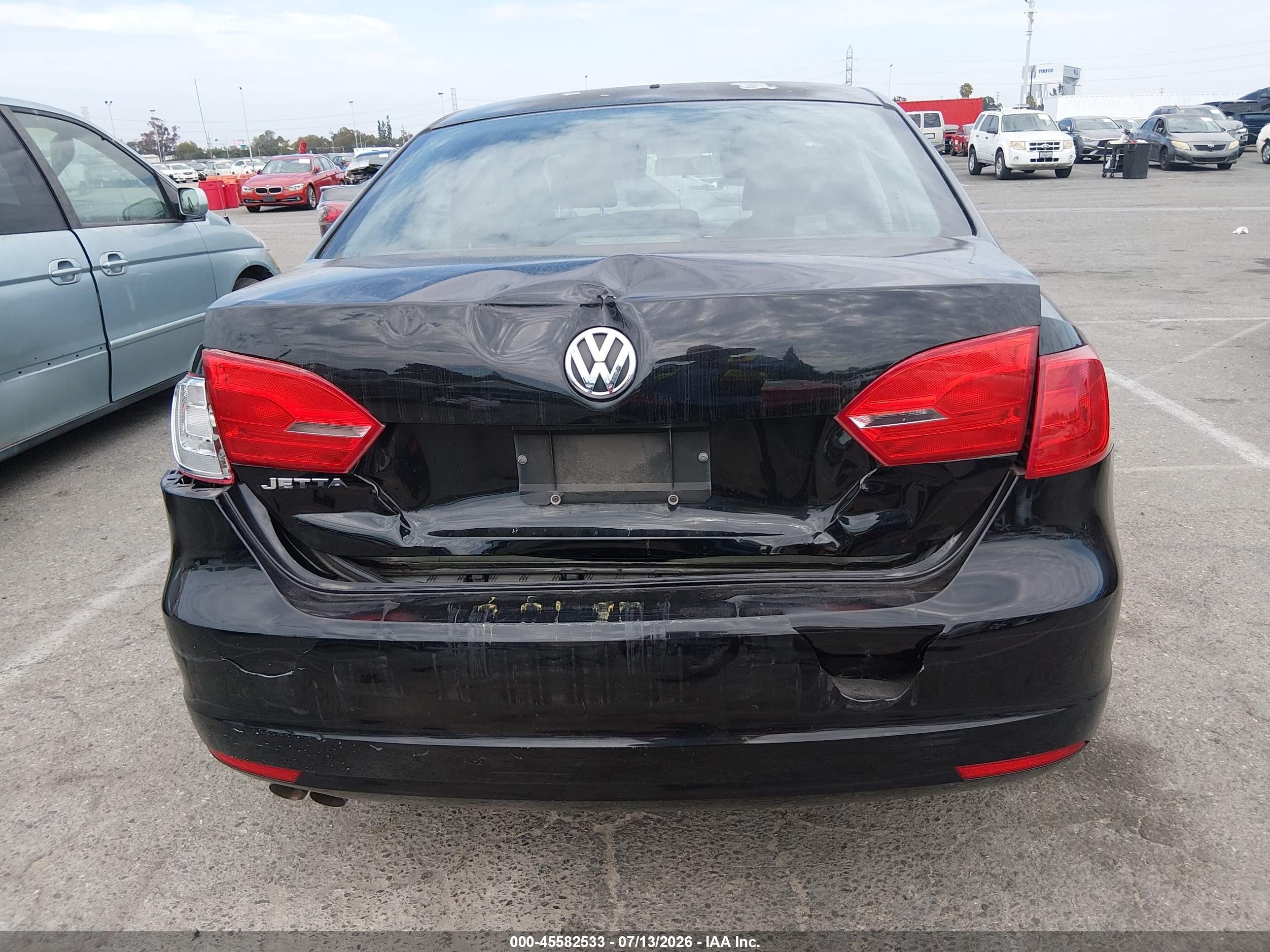 2013 Volkswagen Jetta 2.0l S Black vin: 3VW2K7AJ5DM274958